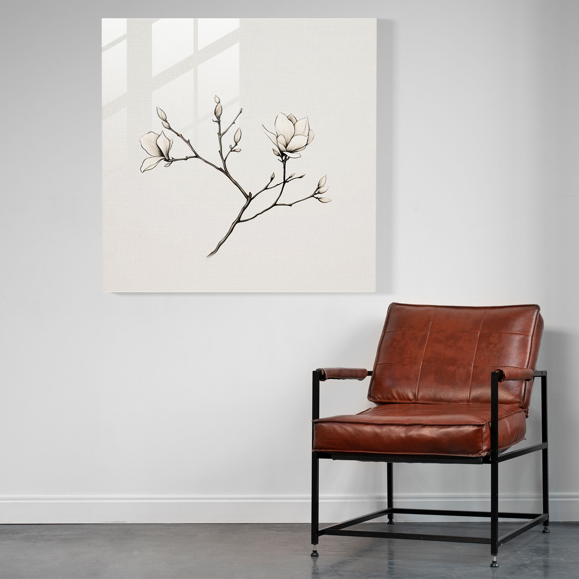 Minimal Magnolia Glass Print - Magnolia, Home Decoration, Glass Wall Art, Glass Print