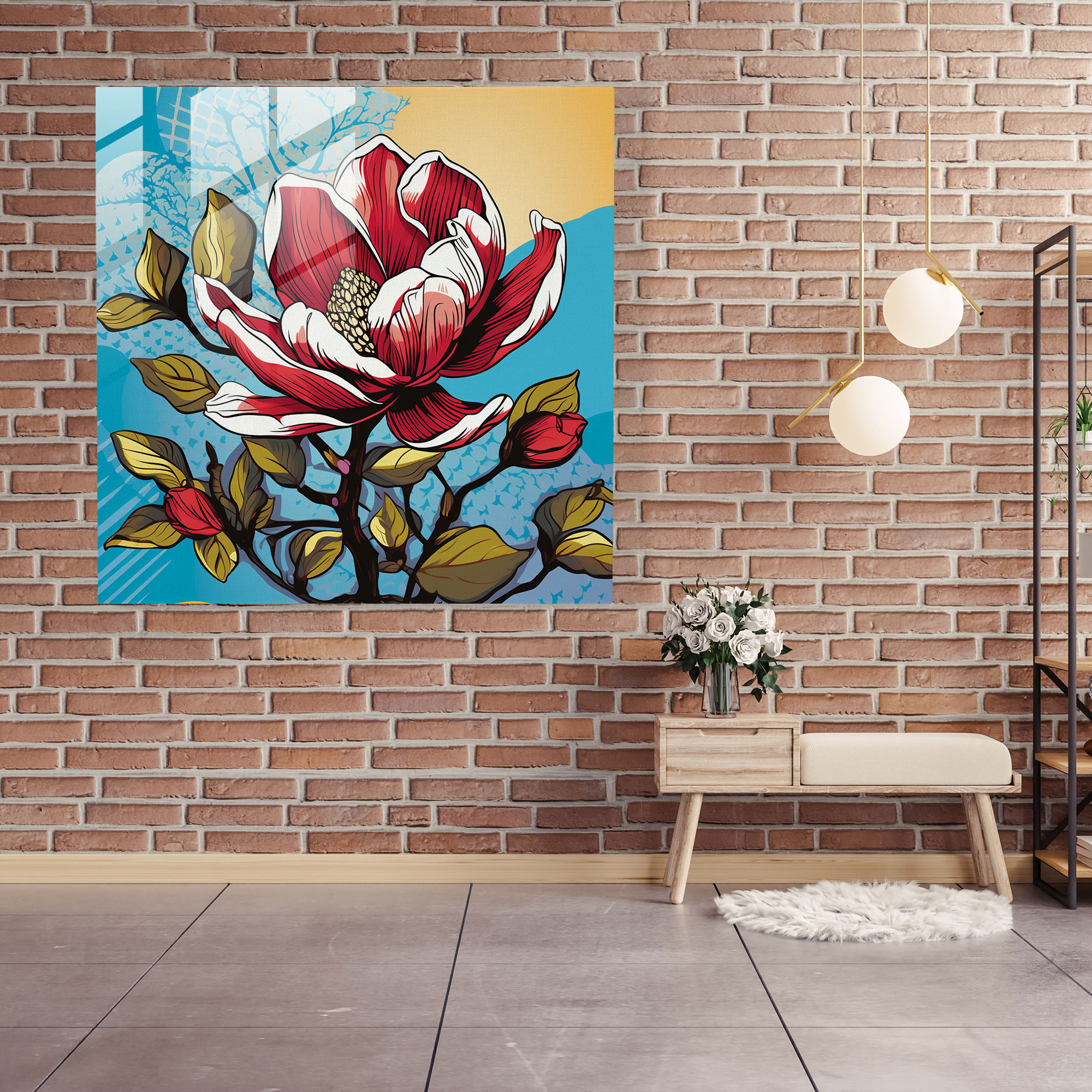 Pop Magnolia Glass Print - Magnolia, Glass Print, Wall Decoration, Modern Art