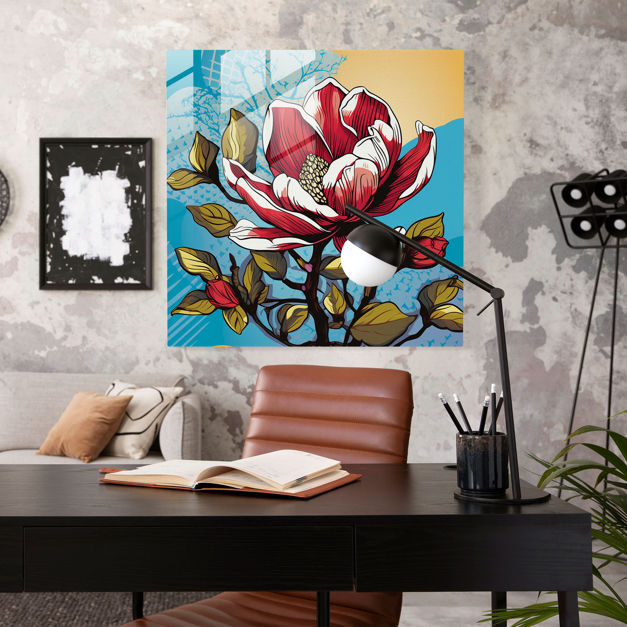 Pop Magnolia Glass Print - Magnolia, Glass Print, Wall Decoration, Modern Art