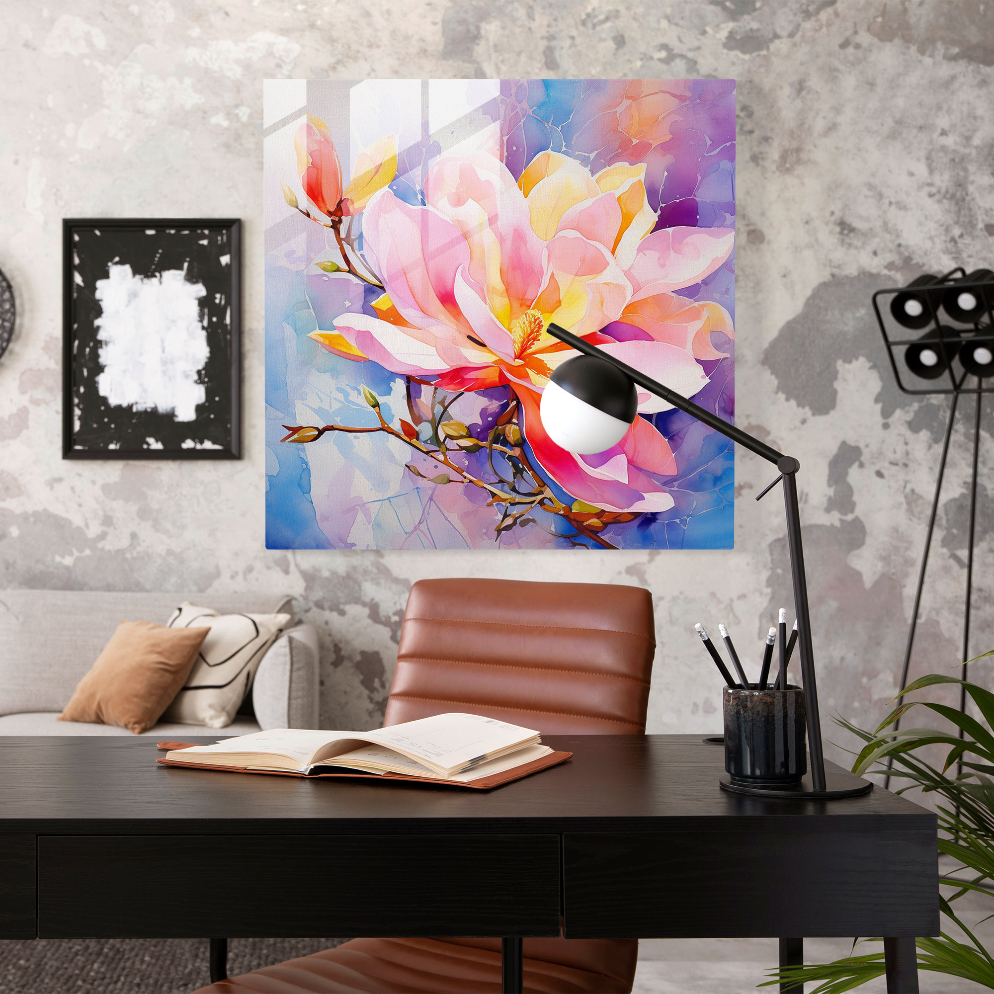 Magnolia Abstract Glass Print - Magnolia, Exquisite, Home Decoration, Glass Wall Art