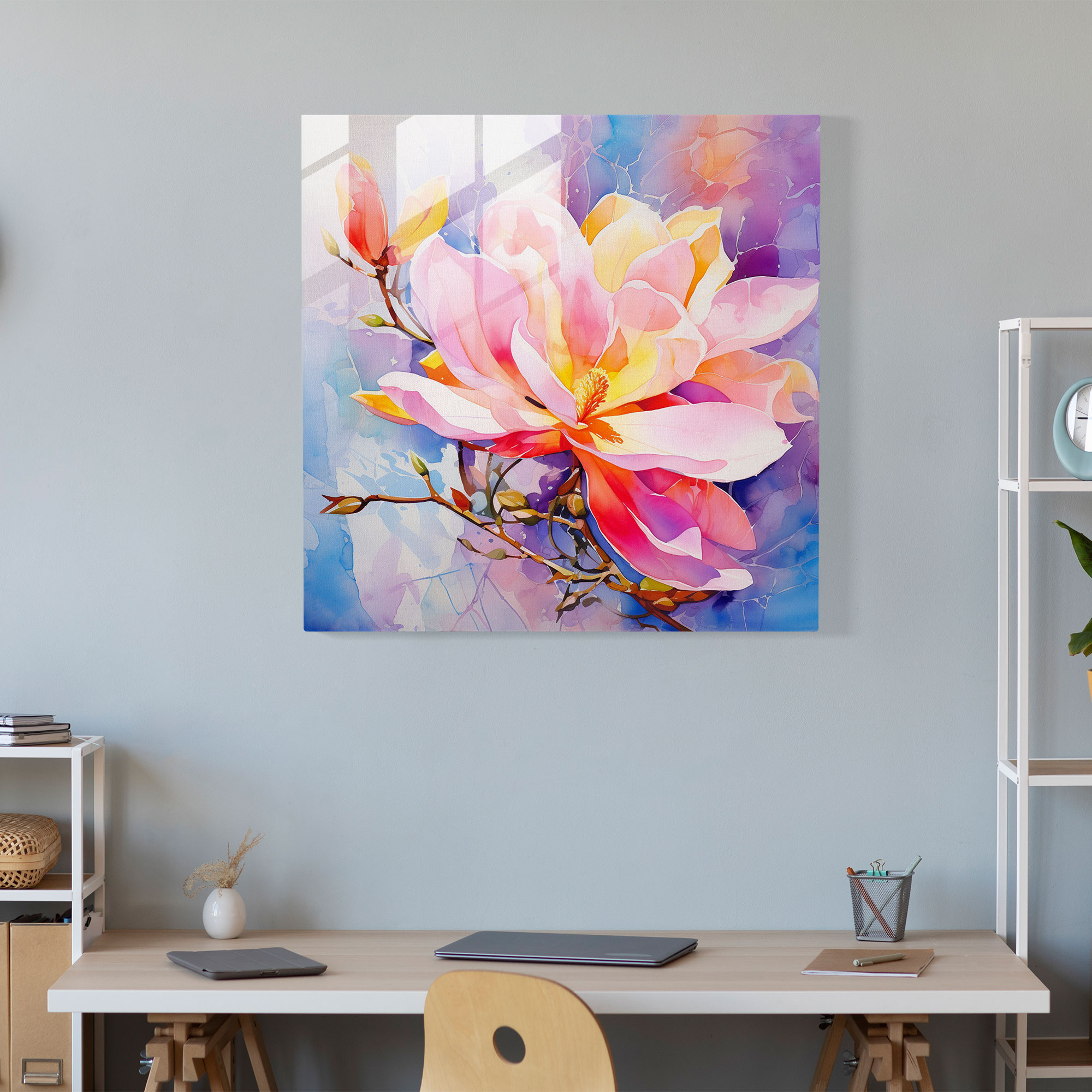 Magnolia Abstract Glass Print - Magnolia, Exquisite, Home Decoration, Glass Wall Art