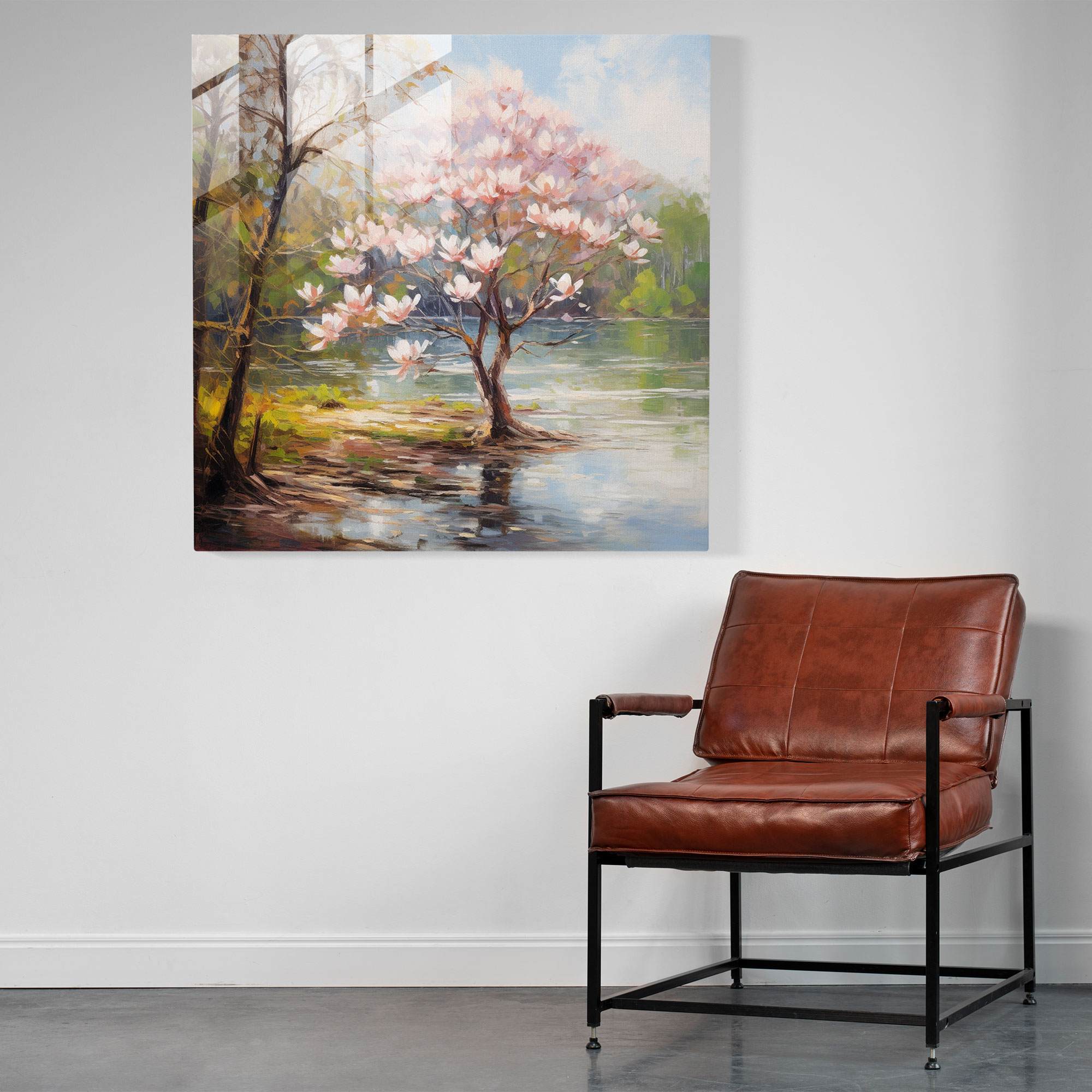 Magnolia Impressions Glass Print - Magnolia, Tranquil, Impressionist Oil Painting, Glass Wall Art