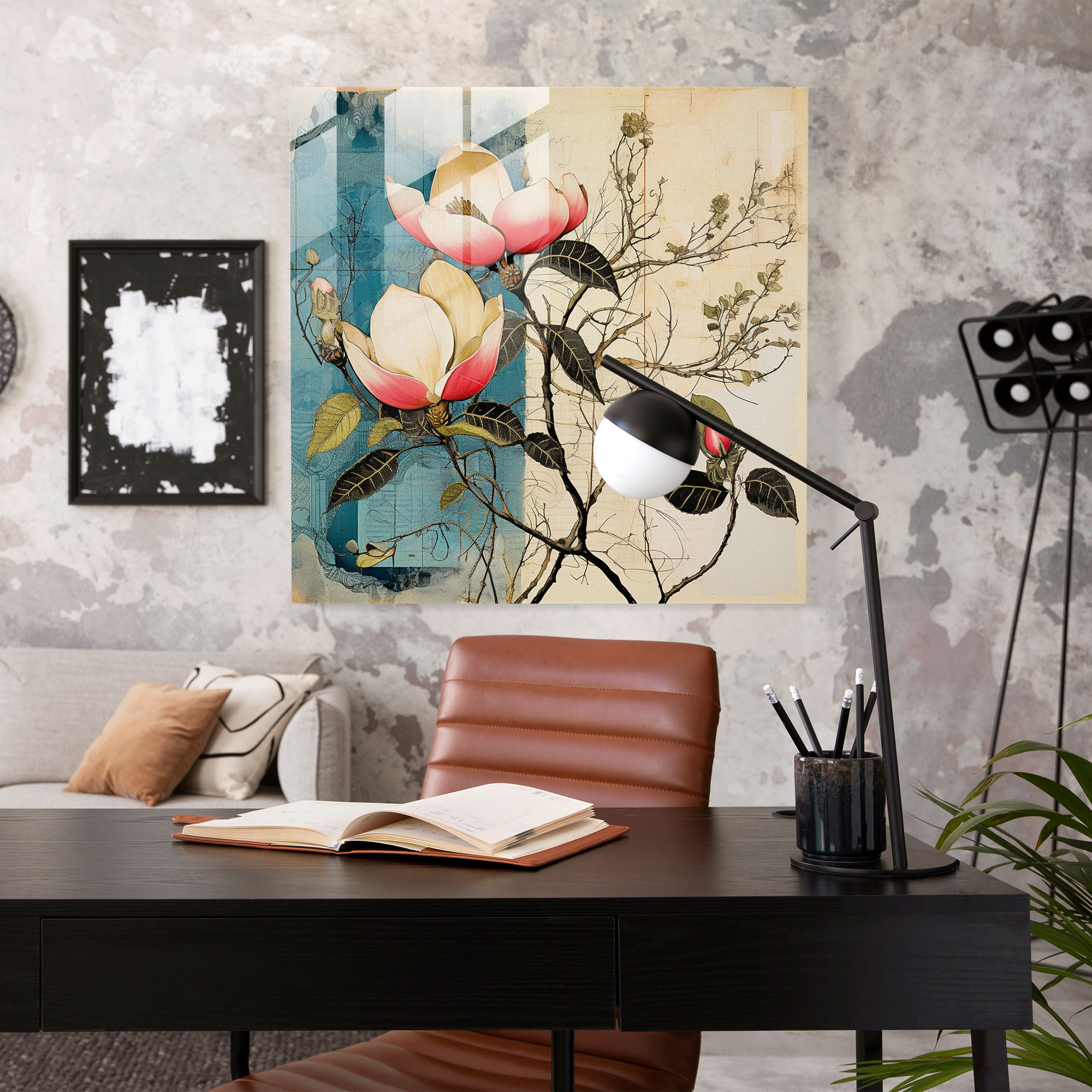 Magnolia Collage Glass Print - Magnolia, Wall Decoration, Glass Art, Eclectic