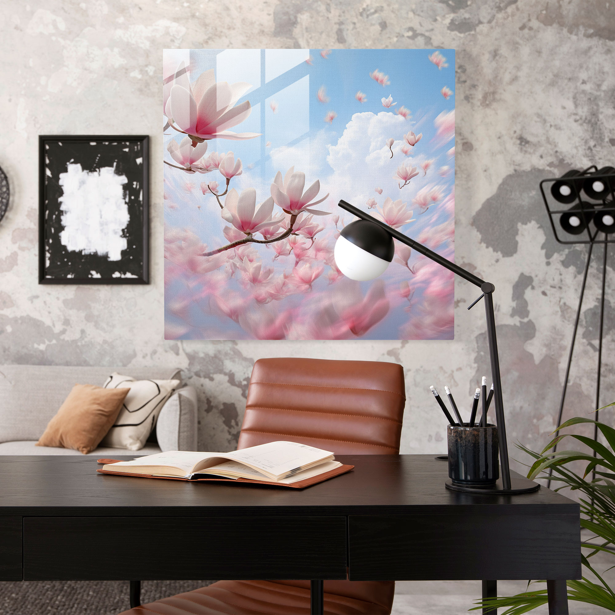 Magnolia Dreams Glass Print - Magnolia, Glass Print, Sky, Petals