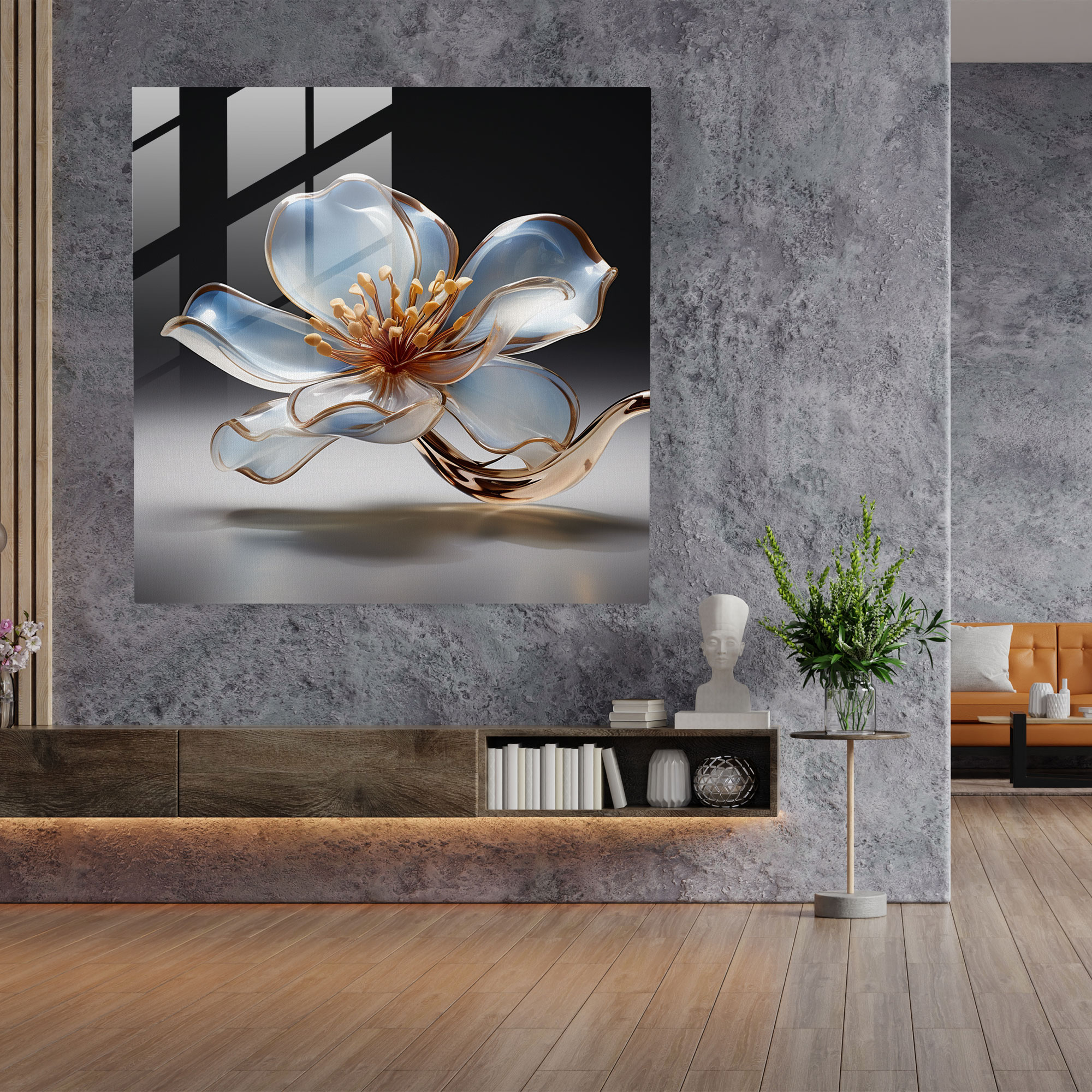 Magnolia Glass Sculpture - Magnolia, Wall Decoration, Modern Art, Contemporary Sculpture