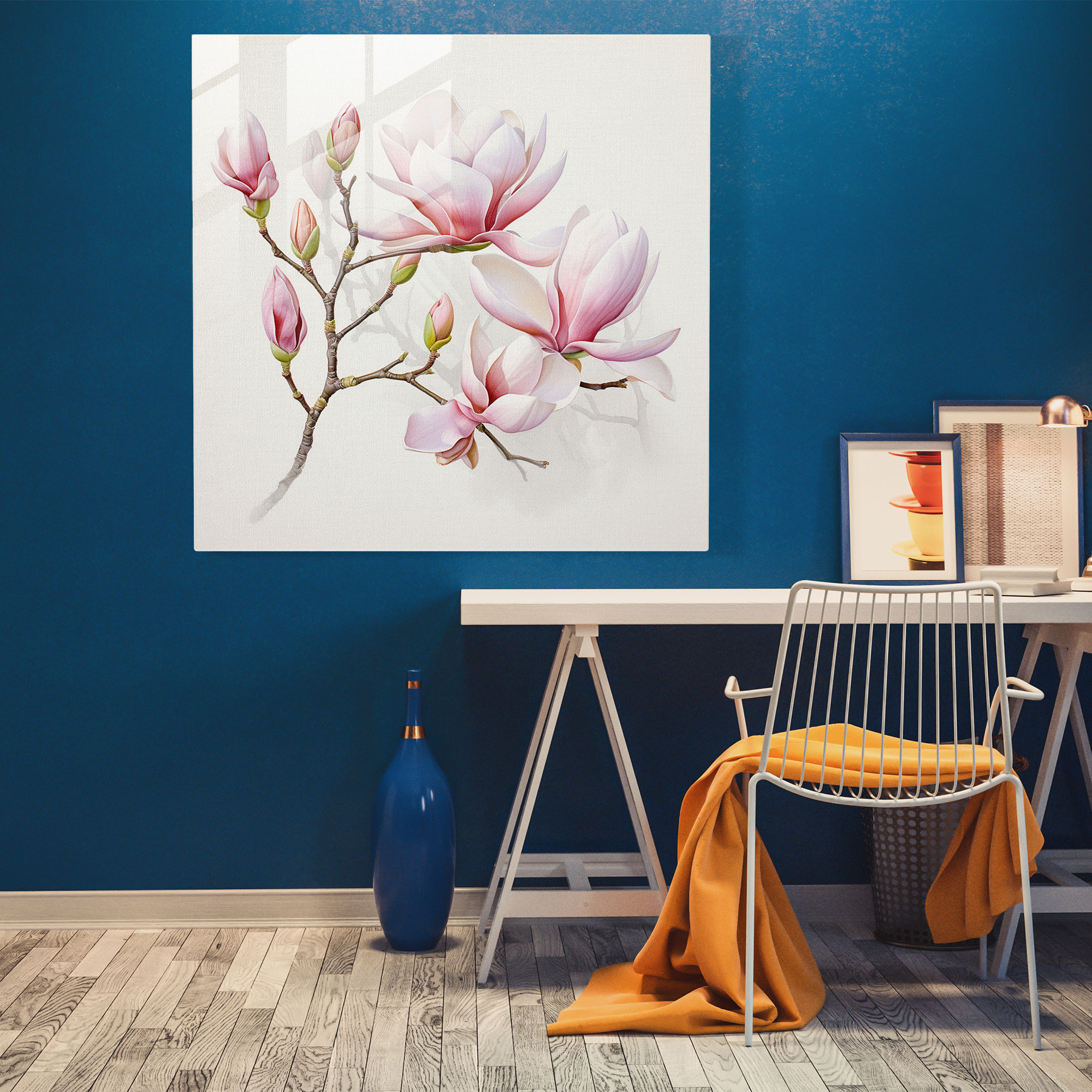 Magnolia Glass Print - Watercolor Petals Home Decoration - Magnolia, Petals, Glass Art, Magnolia
