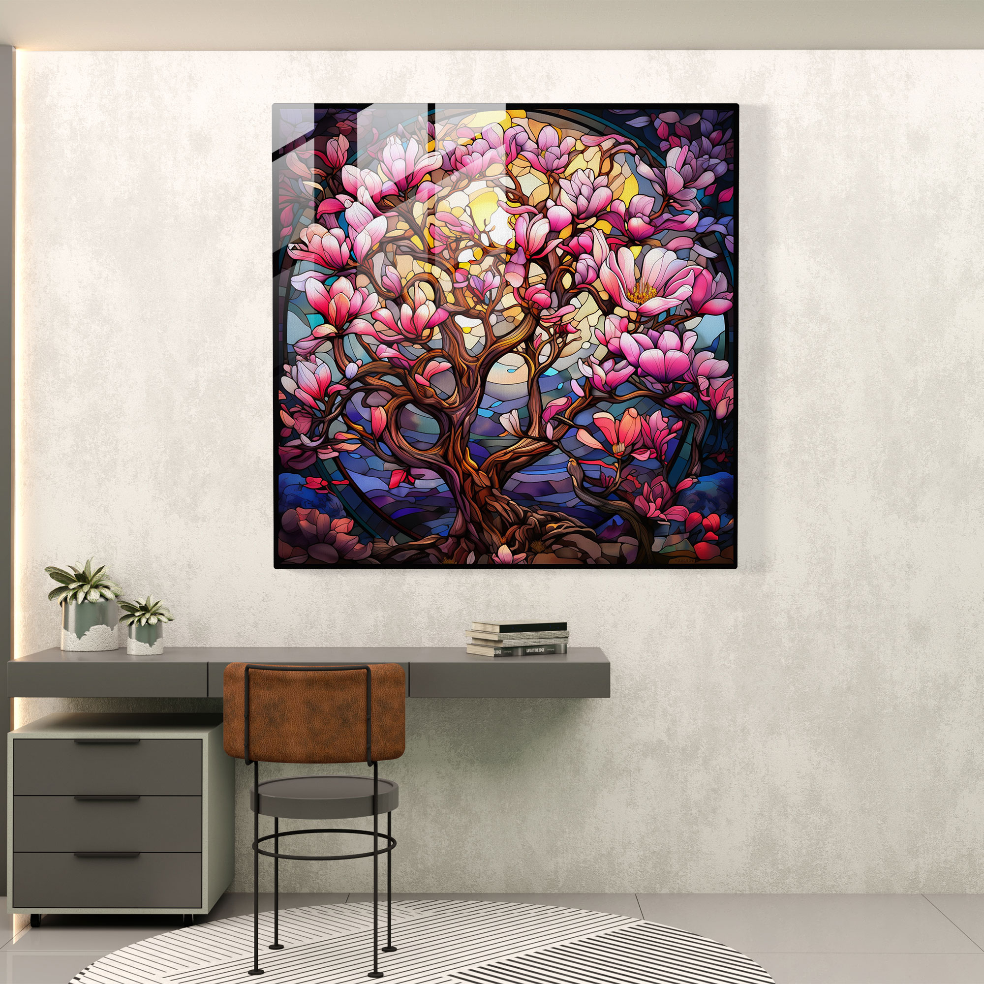 Magnolia Glass Print - Stained Glass Wall Decoration - Magnolia, Mesmerizing, Majestic, Glass Print