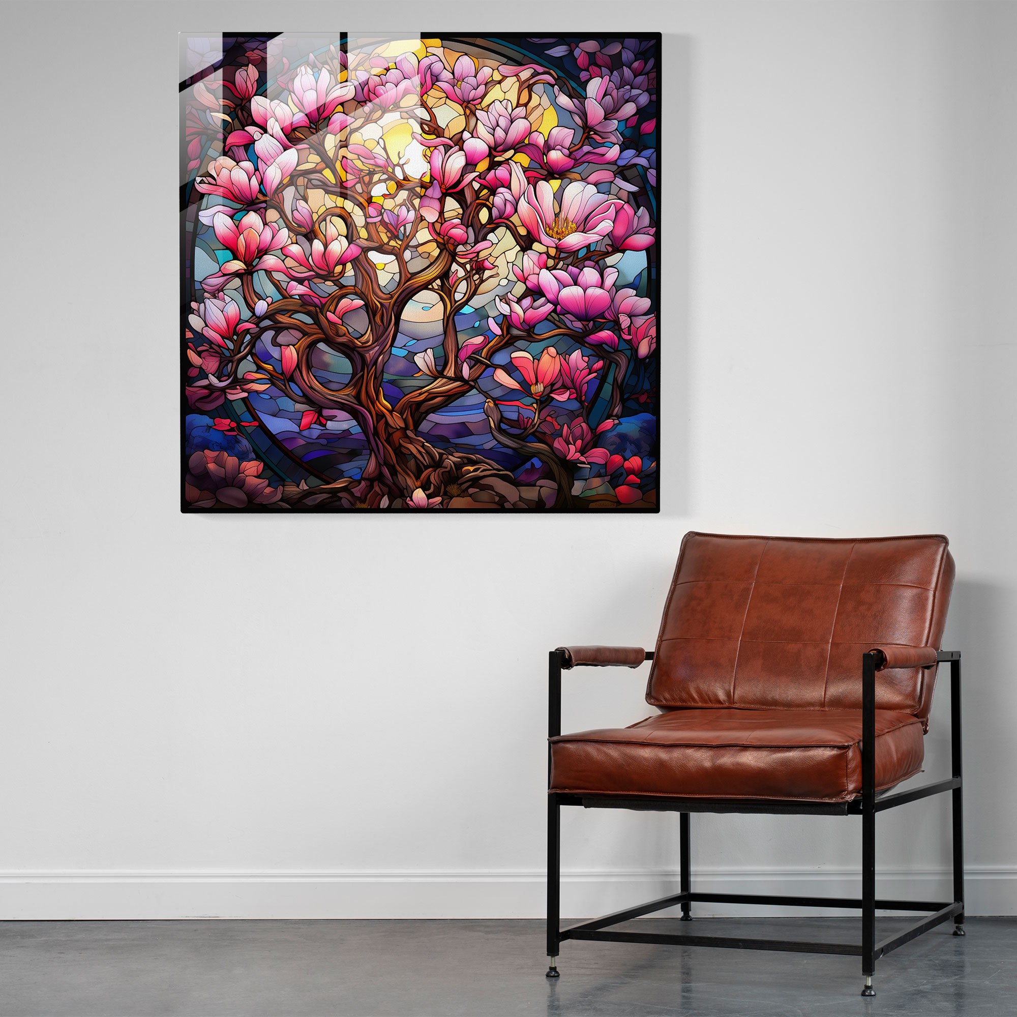 Magnolia Glass Print - Stained Glass Wall Decoration - Magnolia, Mesmerizing, Majestic, Glass Print