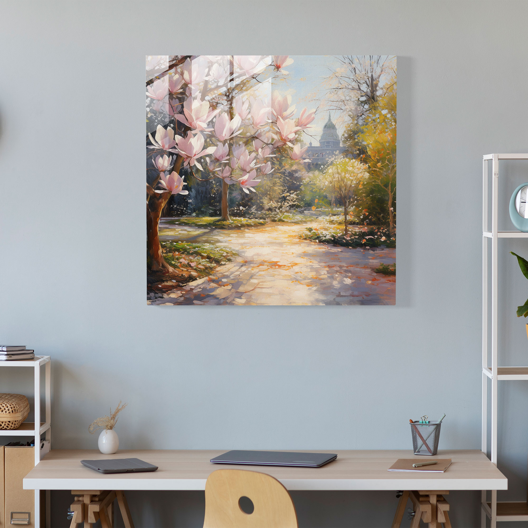 Magnolia Glass Print - Impressionist Garden Wall Decoration - Magnolia, Home Decoration, Magnolia, Glass Wall Art