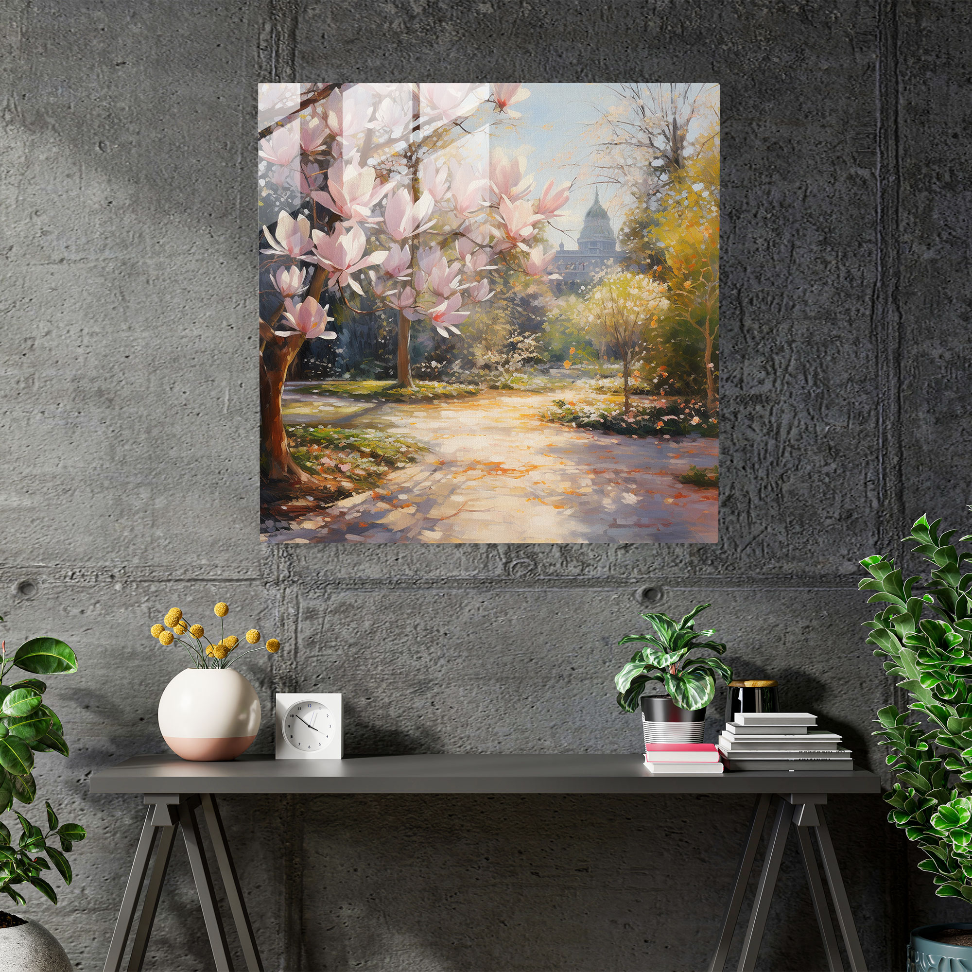 Magnolia Glass Print - Impressionist Garden Wall Decoration - Magnolia, Home Decoration, Magnolia, Glass Wall Art