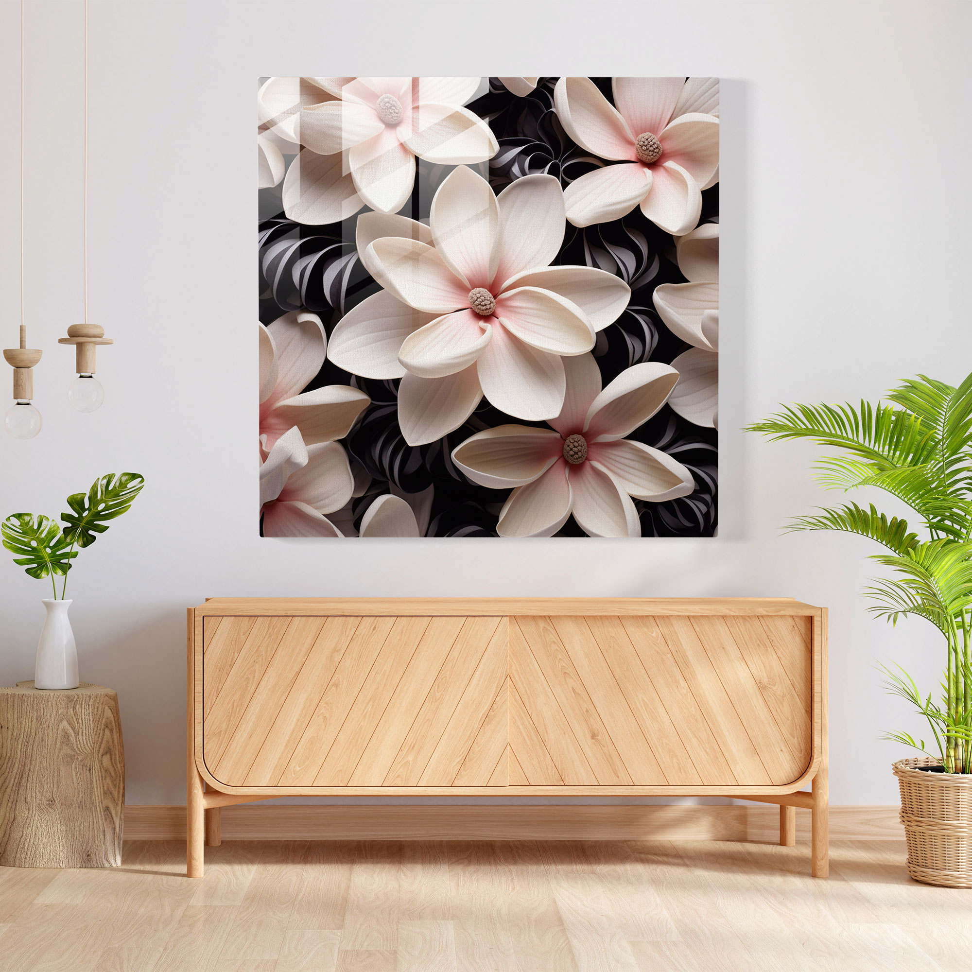 Magnolia Glass Print - Geometric Floral Wall Art - Magnolia, Floral, Geometric Design, Wall Decoration