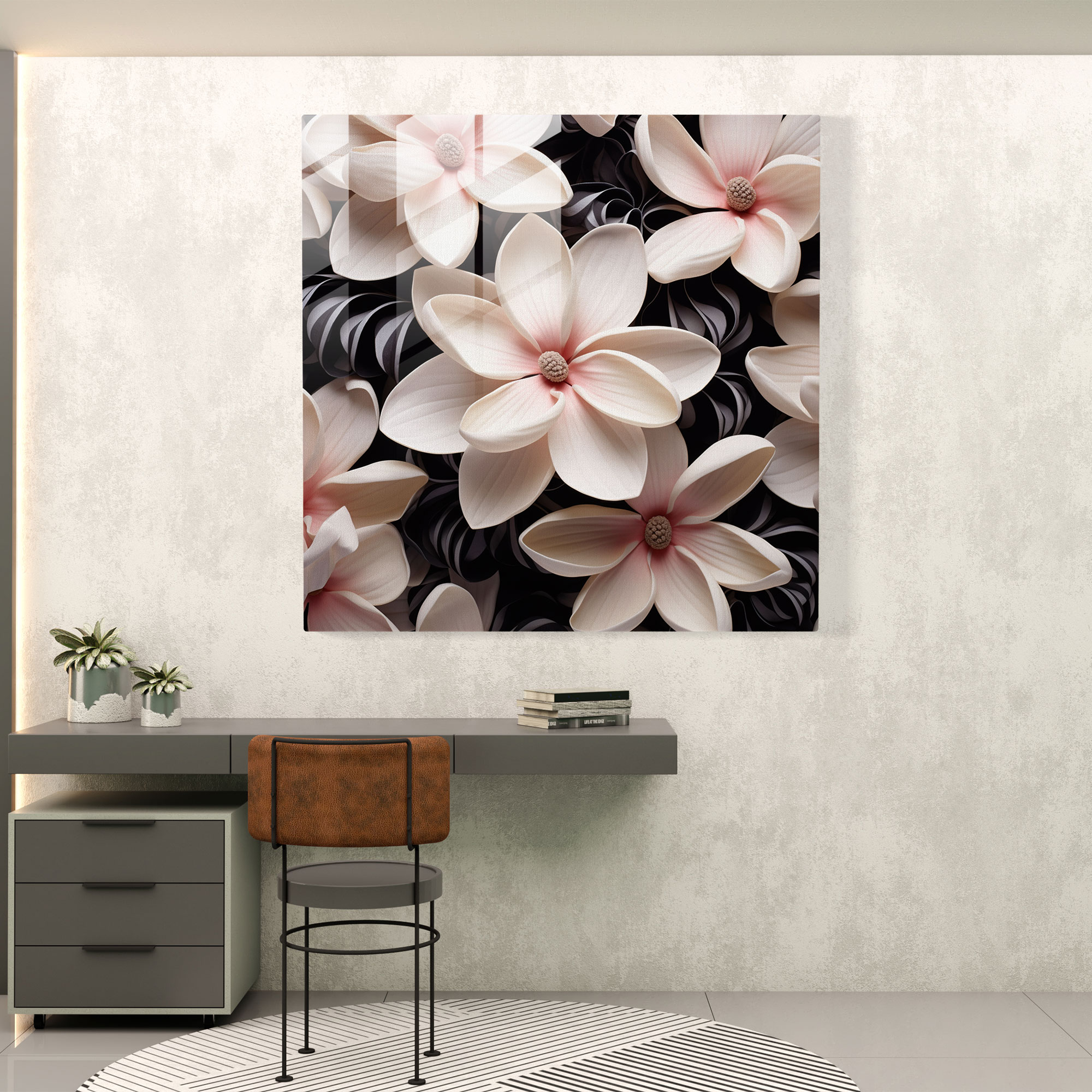 Magnolia Glass Print - Geometric Floral Wall Art - Magnolia, Floral, Geometric Design, Wall Decoration