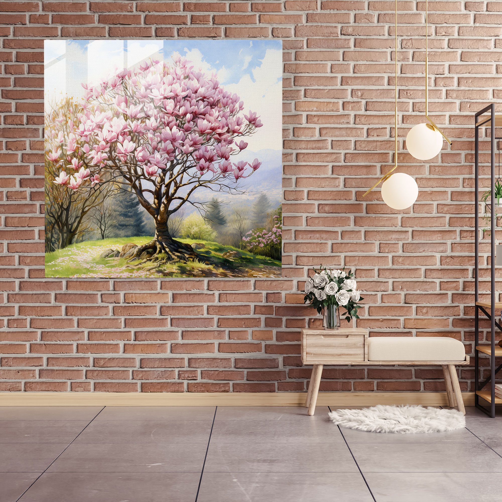 Magnolia Bliss Glass Print - Magnolia, Peaceful Garden, Serenity, Modern Art