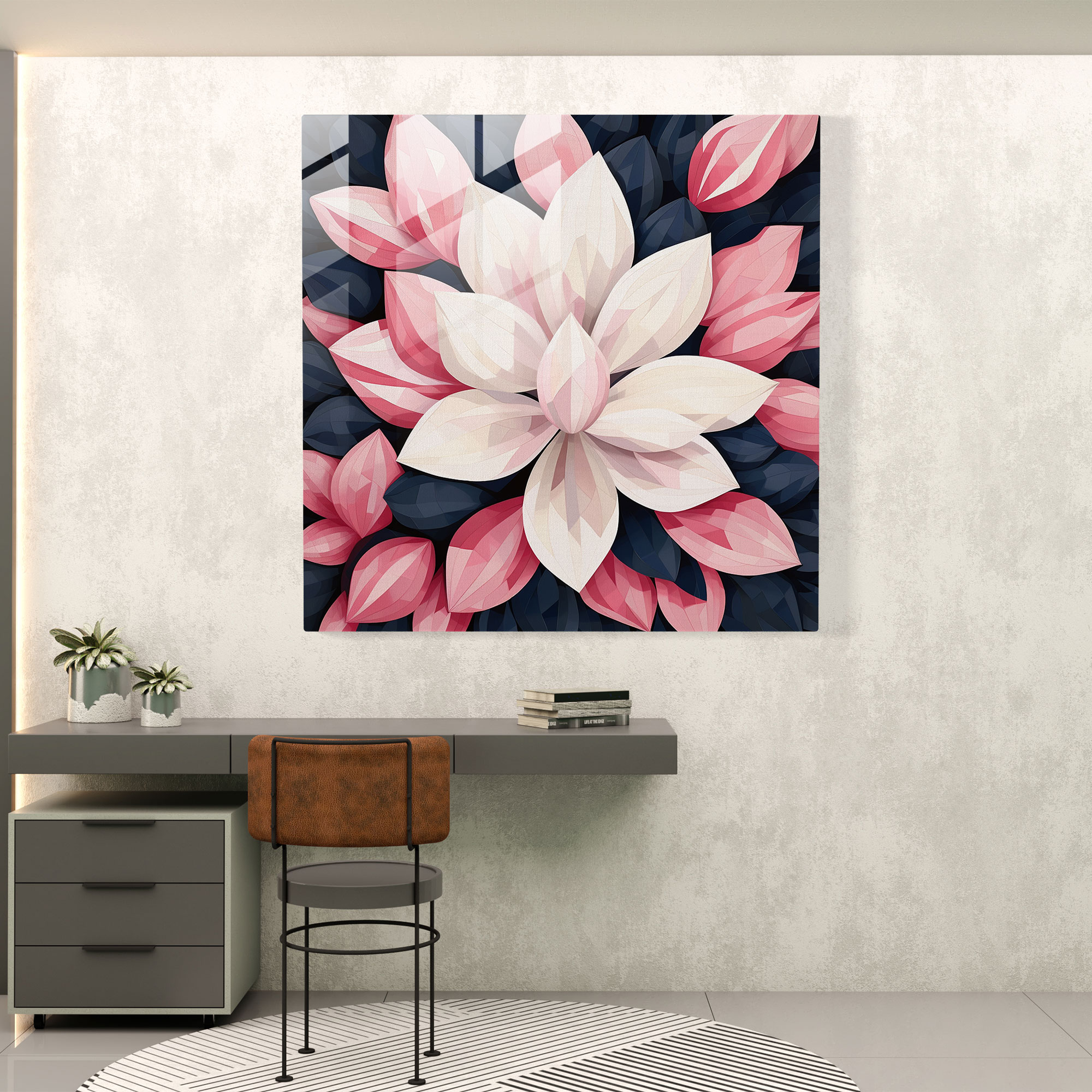 Modern Magnolia Glass Print - Magnolia, Home Decoration, Glass Art, Wall Decoration
