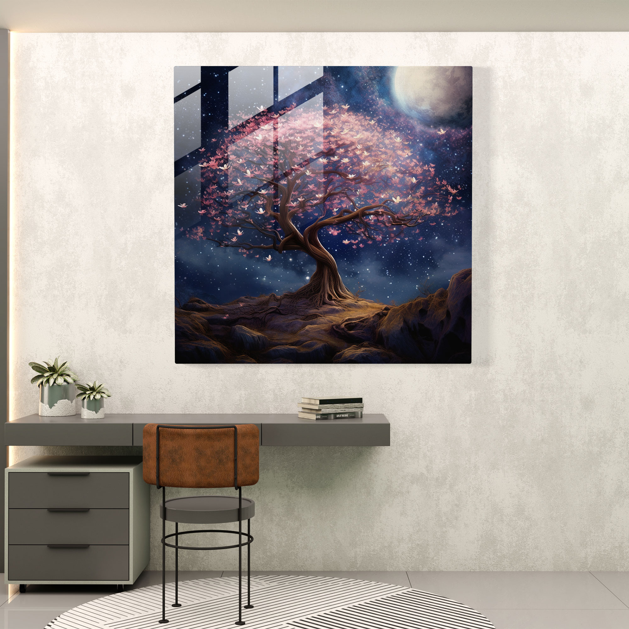 Starry Magnolia Glass Print - Magnolia, Modern Art, Magnolia, Wall Decoration
