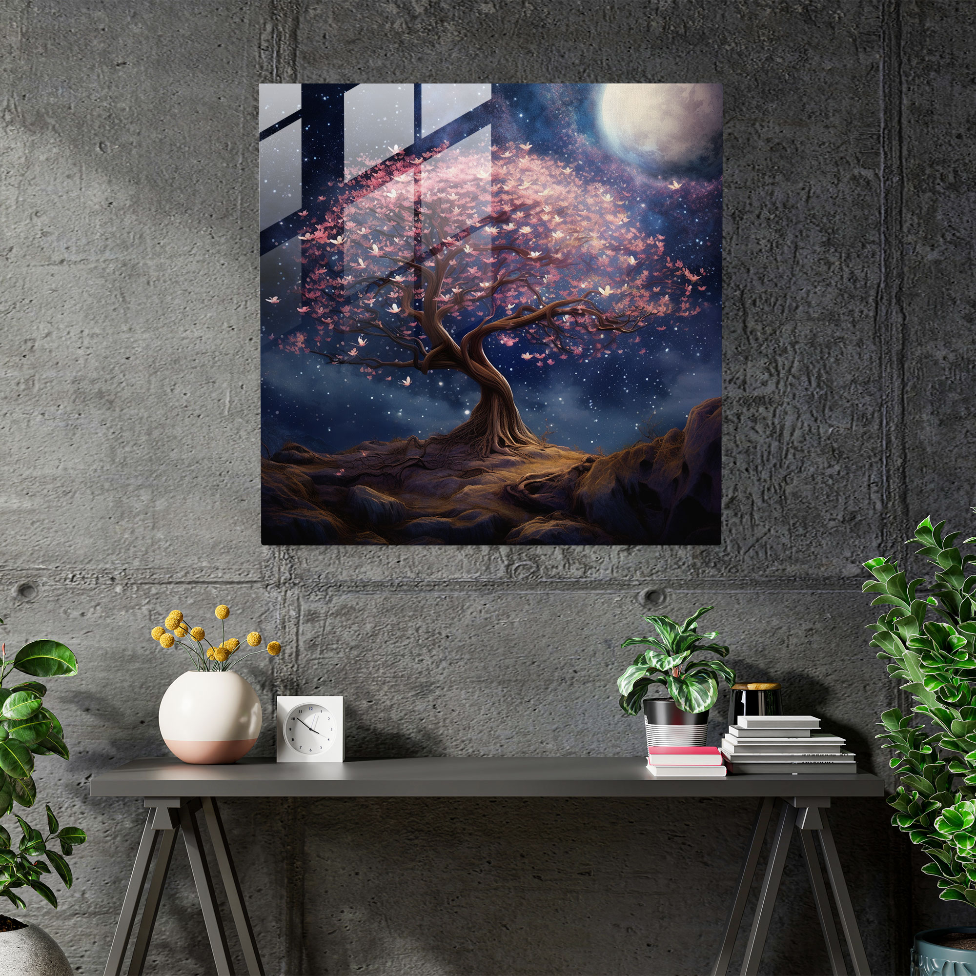 Starry Magnolia Glass Print - Magnolia, Modern Art, Magnolia, Wall Decoration