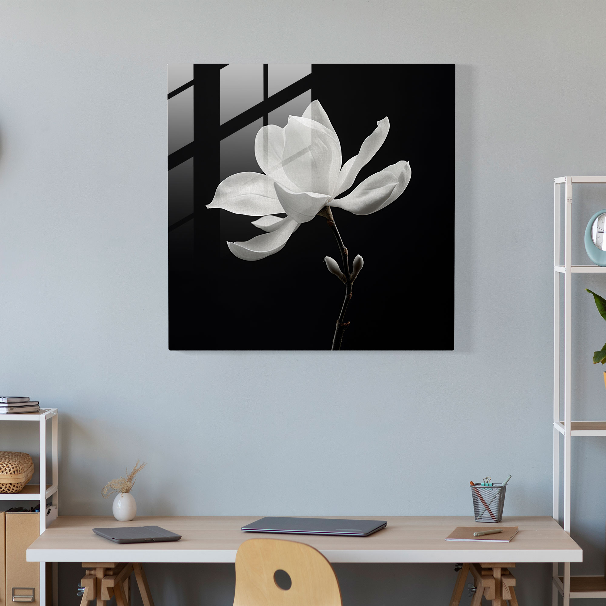 Minimal Magnolia Glass Print - Magnolia, Magnolia, Minimalist Design, Glass Art