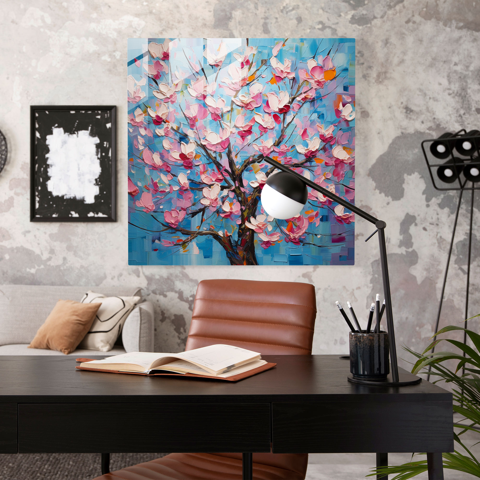 Abstract Magnolia Glass Print - Magnolia, Abstract Expressionism, Glass Wall Art, Brushstrokes