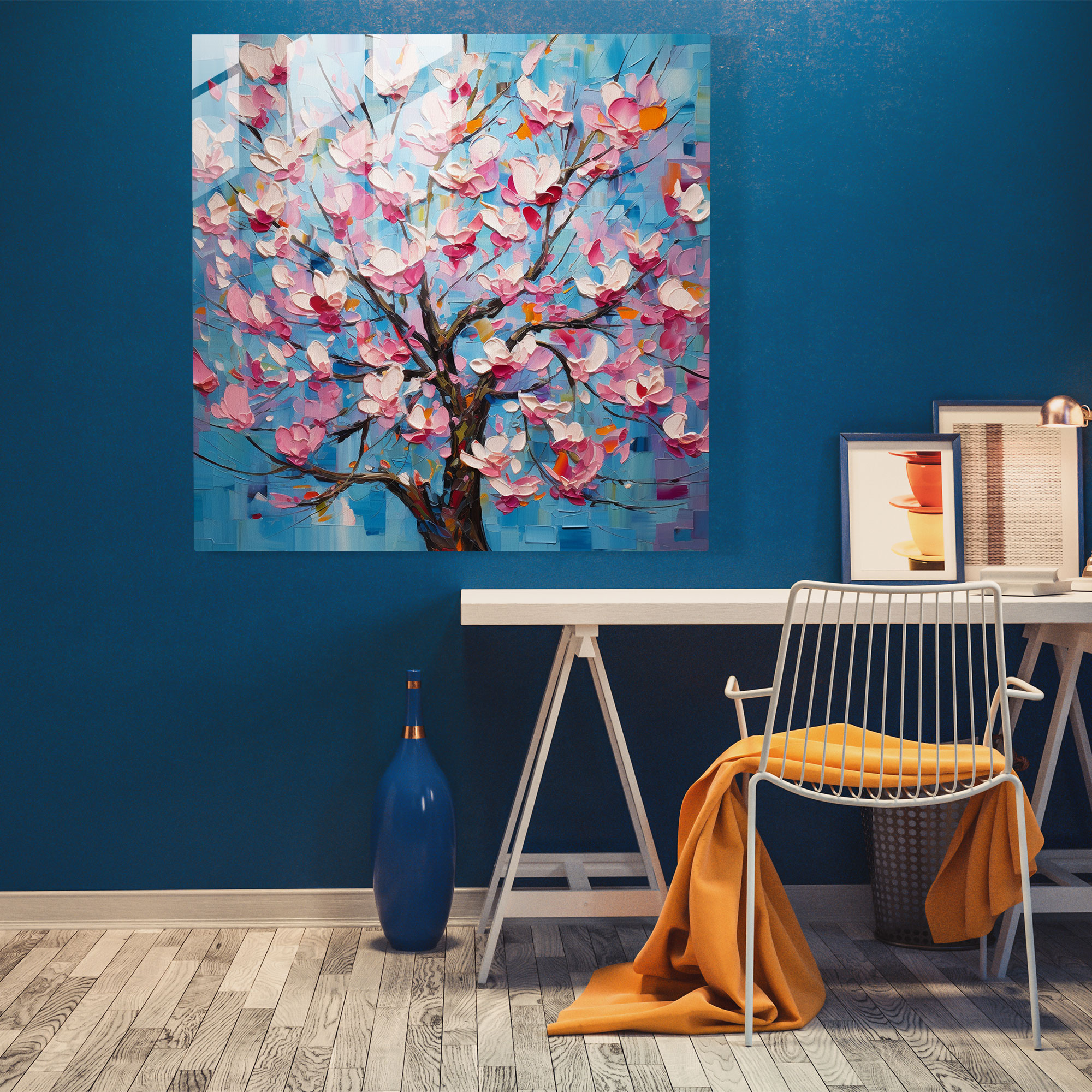Abstract Magnolia Glass Print - Magnolia, Abstract Expressionism, Glass Wall Art, Brushstrokes