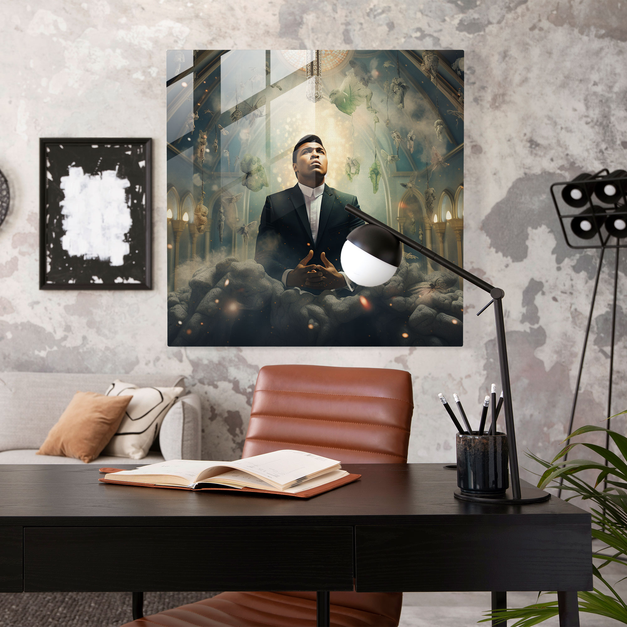 Muhammad Ali Dream Glass Print - Muhammad Ali, Larger-Than-Life Persona, Glass Wall Art, Digital Artwork