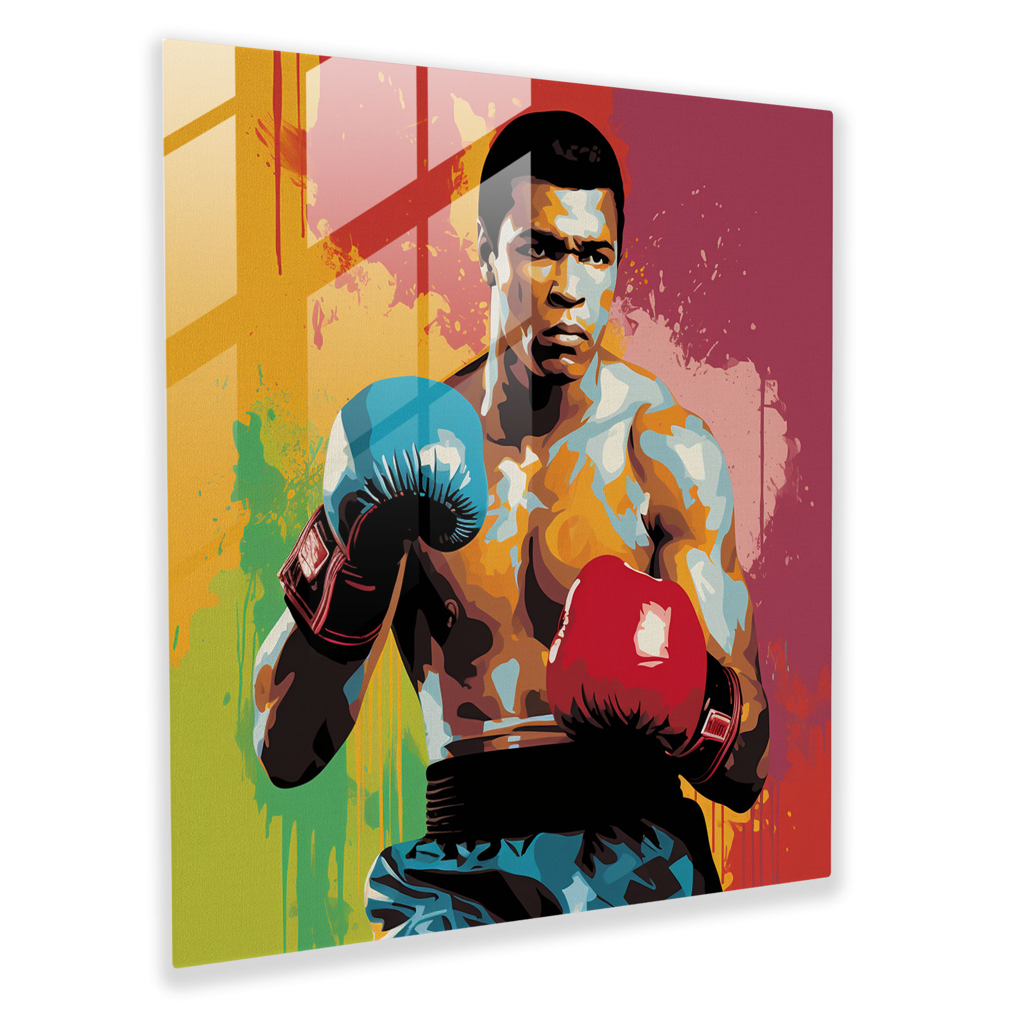 Muhammad Ali Glass Print - Muhammad Ali, Home Decoration, Retro Vibe, Boxing