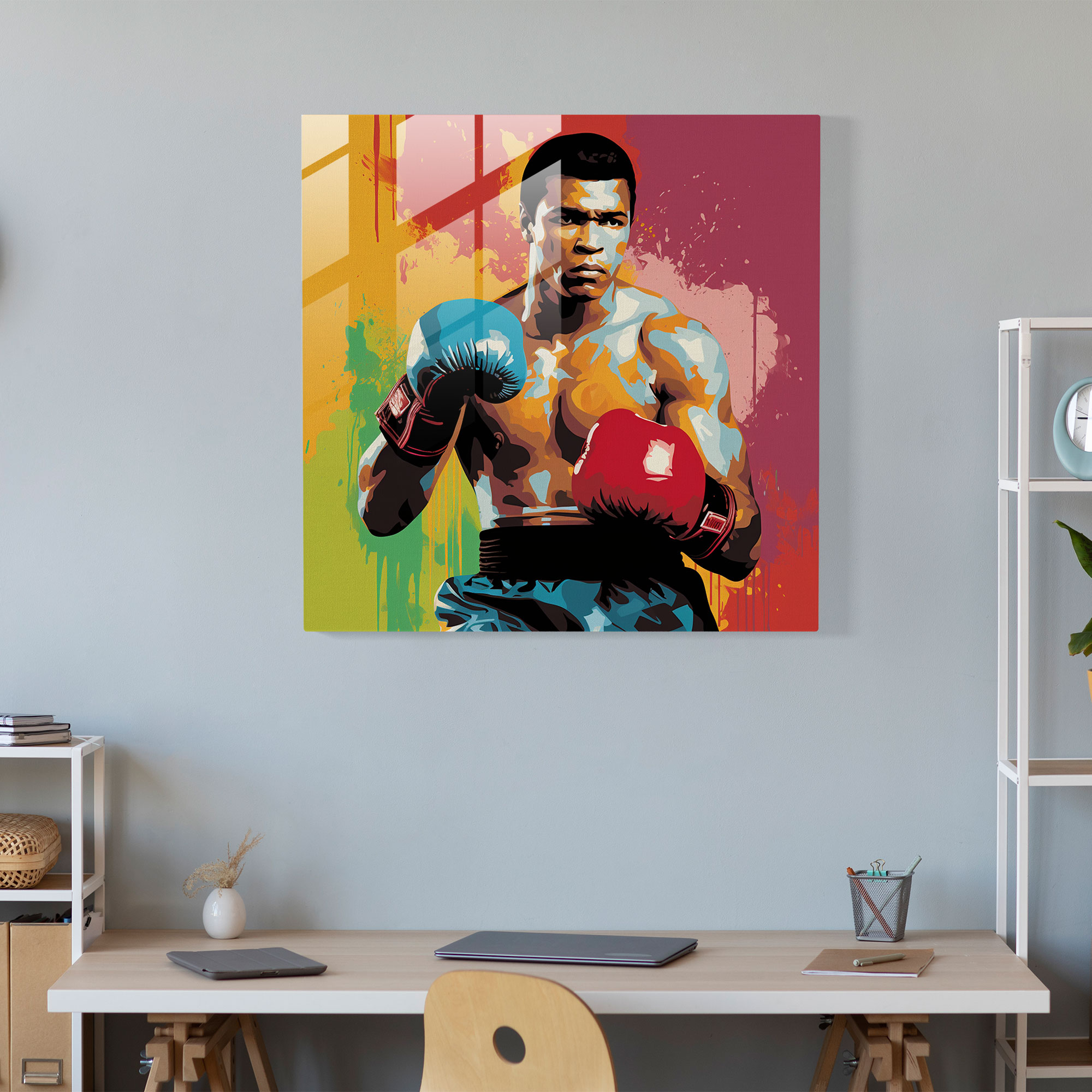 Muhammad Ali Glass Print - Muhammad Ali, Home Decoration, Retro Vibe, Boxing