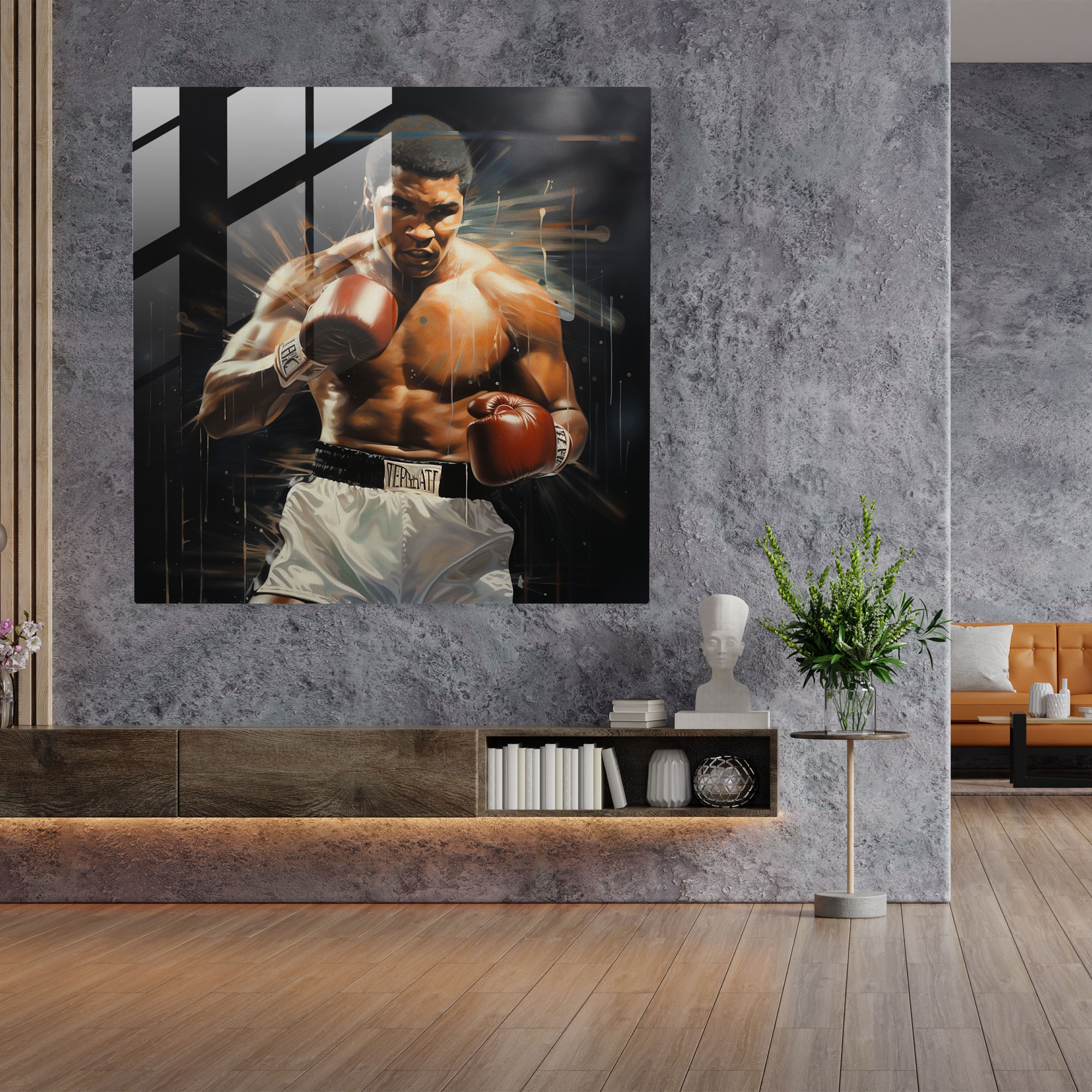 Muhammad Ali Cam Tablo Sanatı - Cam Tablo Muhammed Ali Cam Baskı
