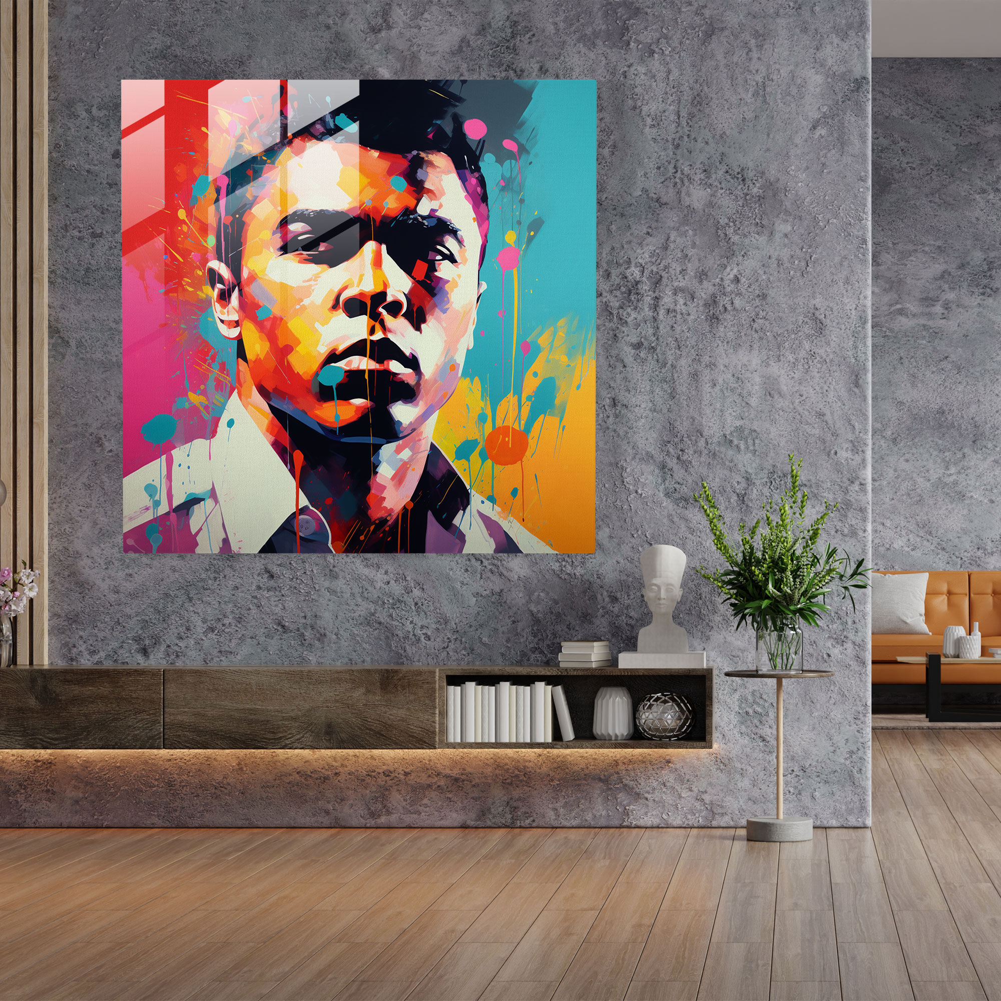Muhammad Ali Cam Tablo - Muhammad Ali Cam Sanatı Cam Duvar Sanatı Modern Sanat