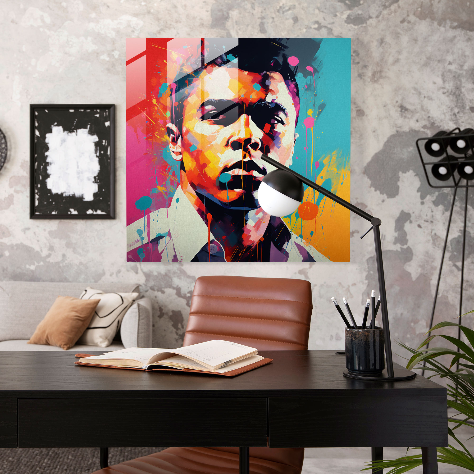 Muhammad Ali Cam Tablo - Muhammad Ali Cam Sanatı Cam Duvar Sanatı Modern Sanat