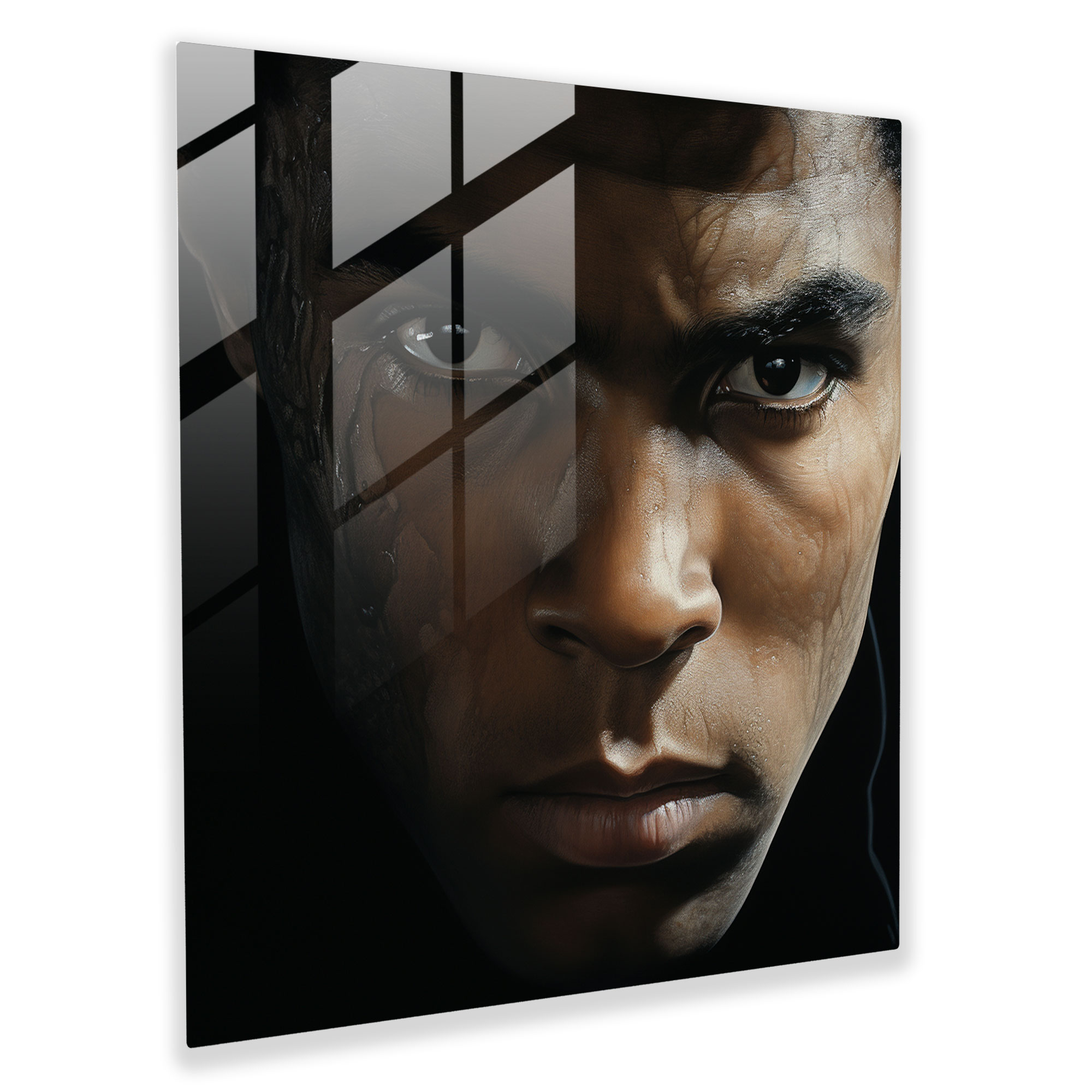 Muhammad Ali Cam Tablo - Fotogerçekçi Muhammad Ali Cam Duvar Sanatı