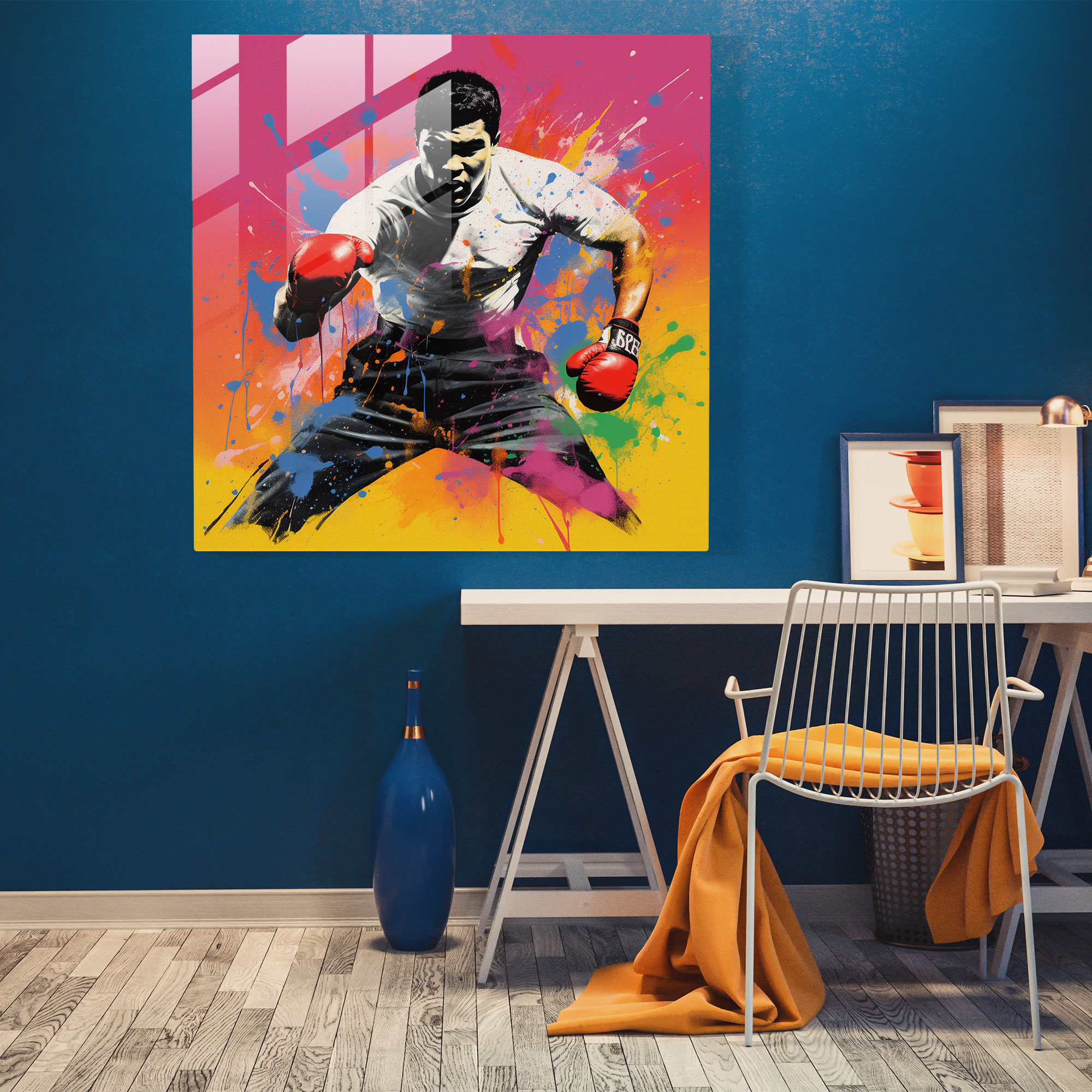Muhammad Ali Pop Art Glass Print - Muhammad Ali, Glass Print, Andy Warhol, Home Decoration