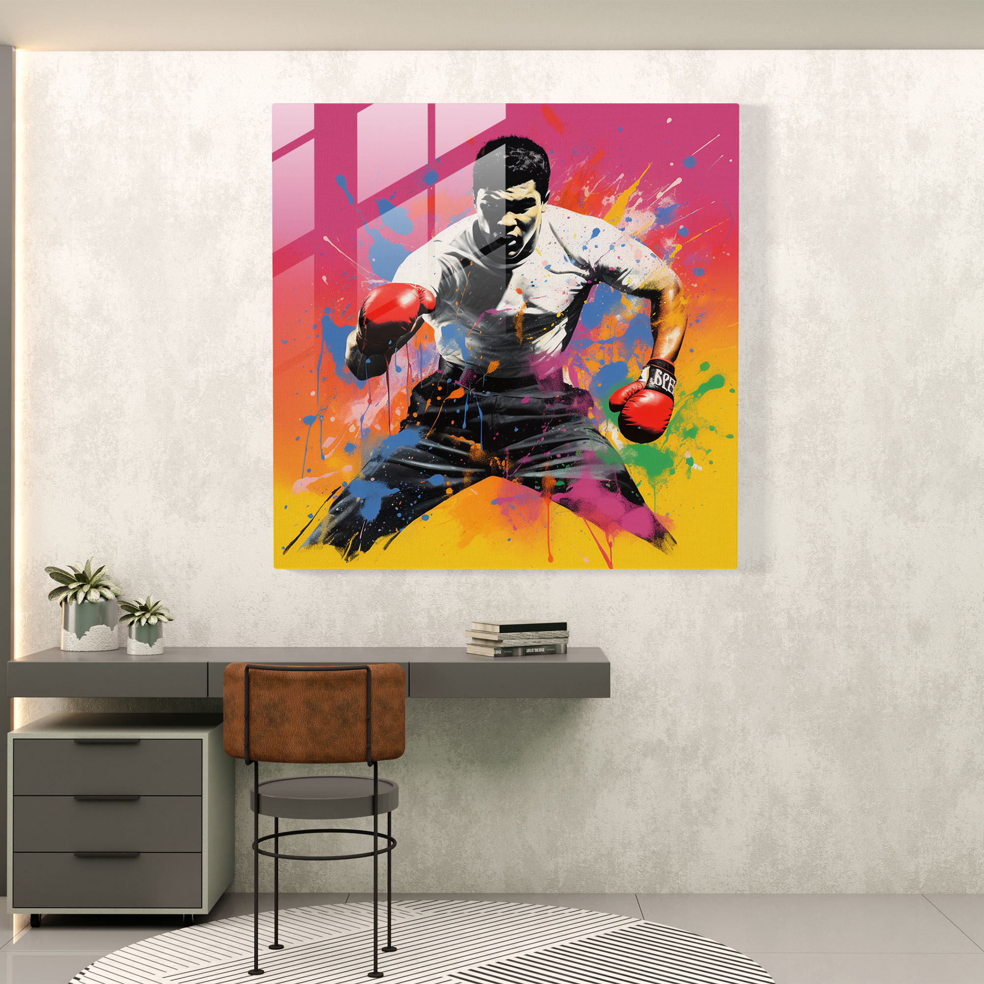 Muhammad Ali Pop Art Glass Print - Muhammad Ali, Glass Print, Andy Warhol, Home Decoration