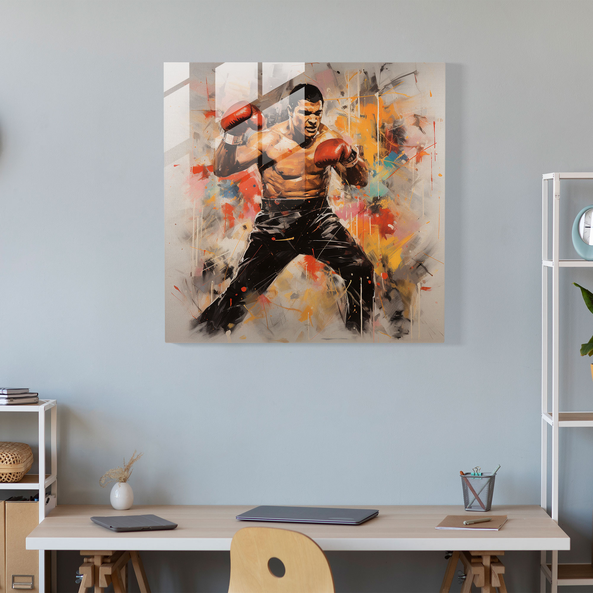 Muhammad Ali Abstract Glass Print - Muhammad Ali, Muhammad Ali, Wall Decoration, Painting