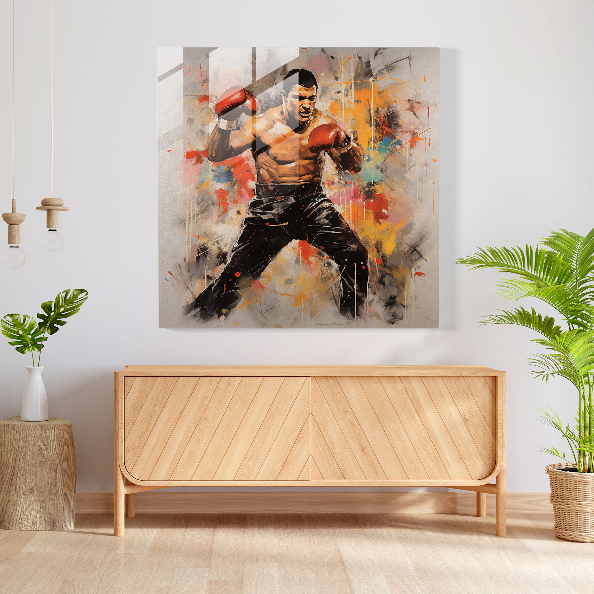Muhammad Ali Abstract Glass Print - Muhammad Ali, Muhammad Ali, Wall Decoration, Painting