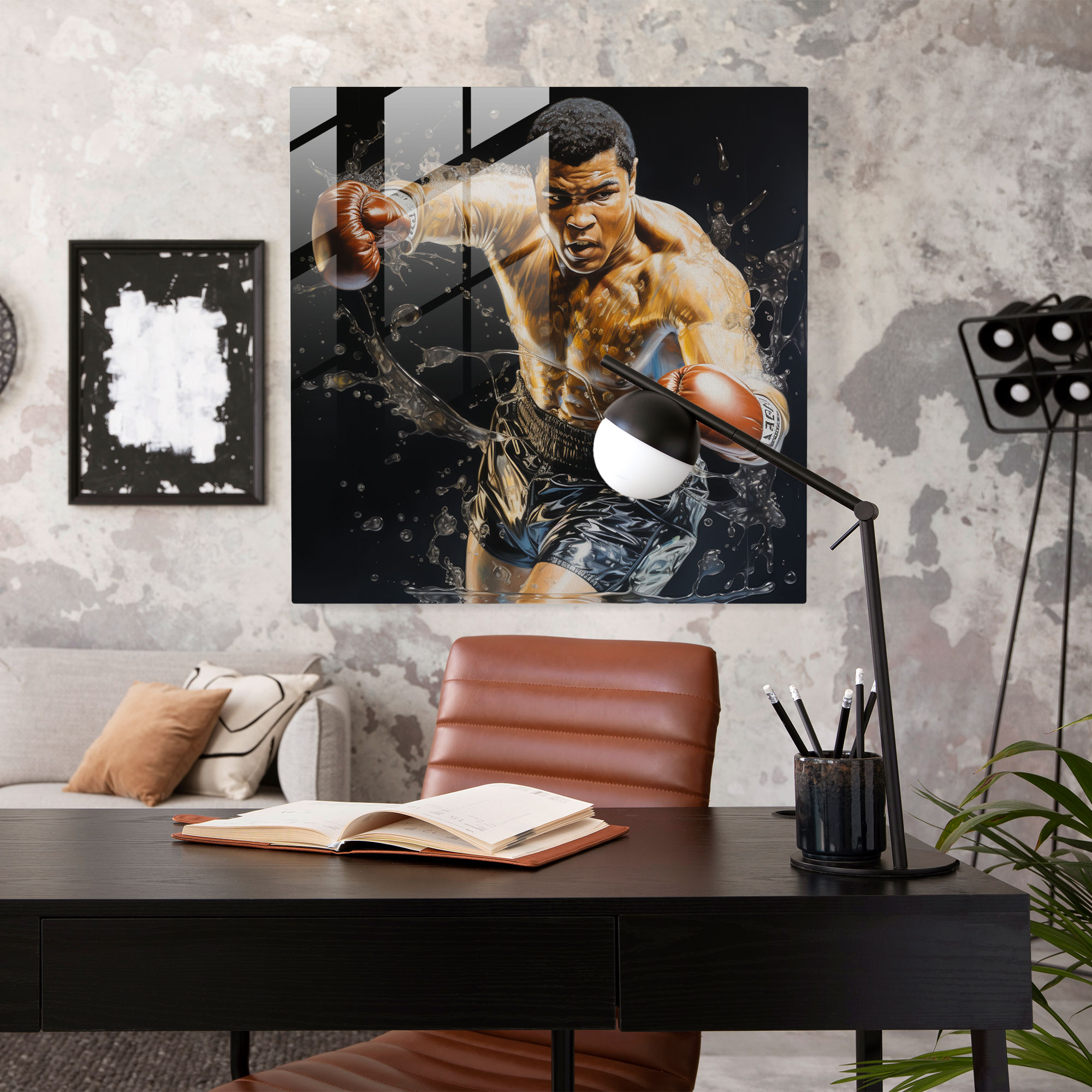 Muhammad Ali Gerçekçi Cam Tablo - Modern Sanat Duvar Sanatı