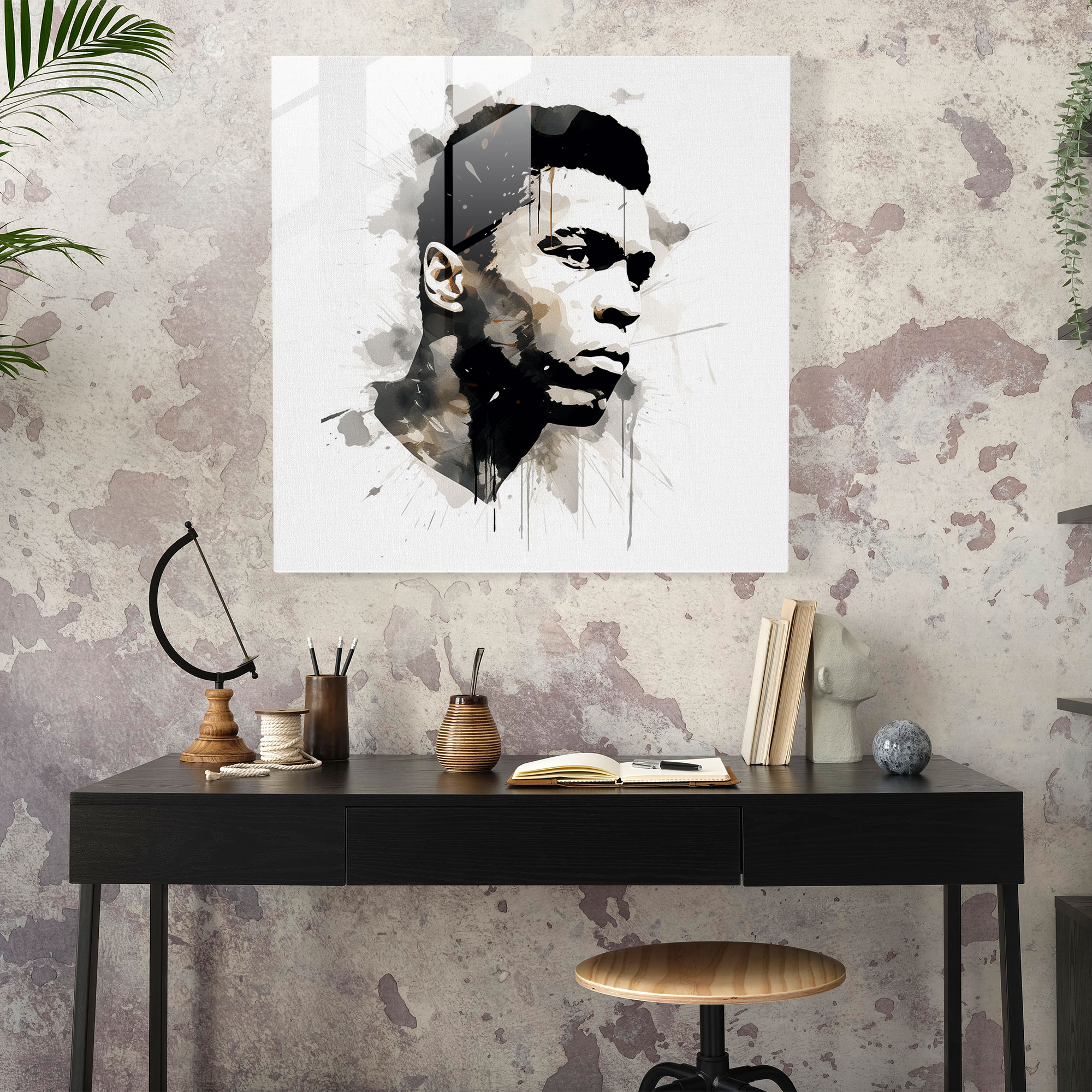 Muhammad Ali Minimalist Cam Tablo - Ev Dekorasyonu Çizim