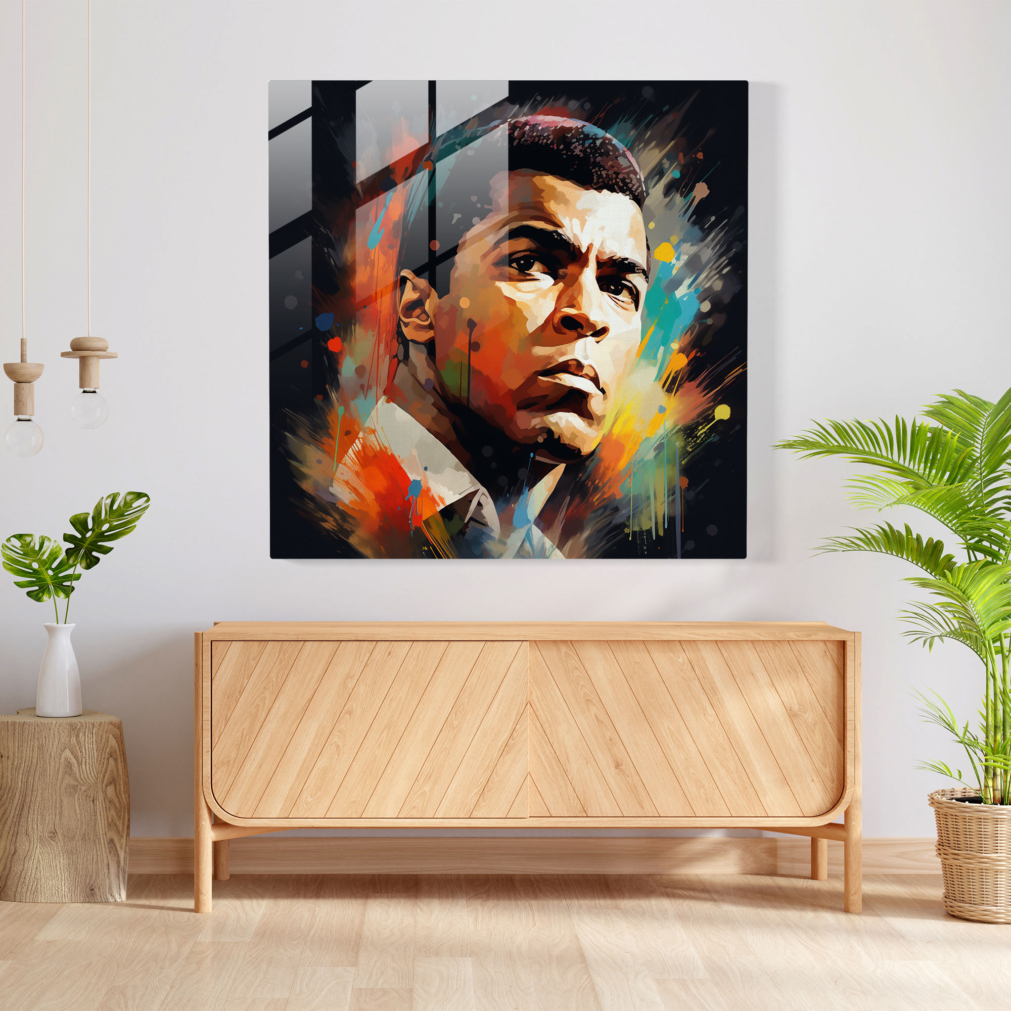 Muhammad Ali Digital Art Glass Print - Muhammad Ali, Muhammad Ali, Charismatic, Wall Decoration
