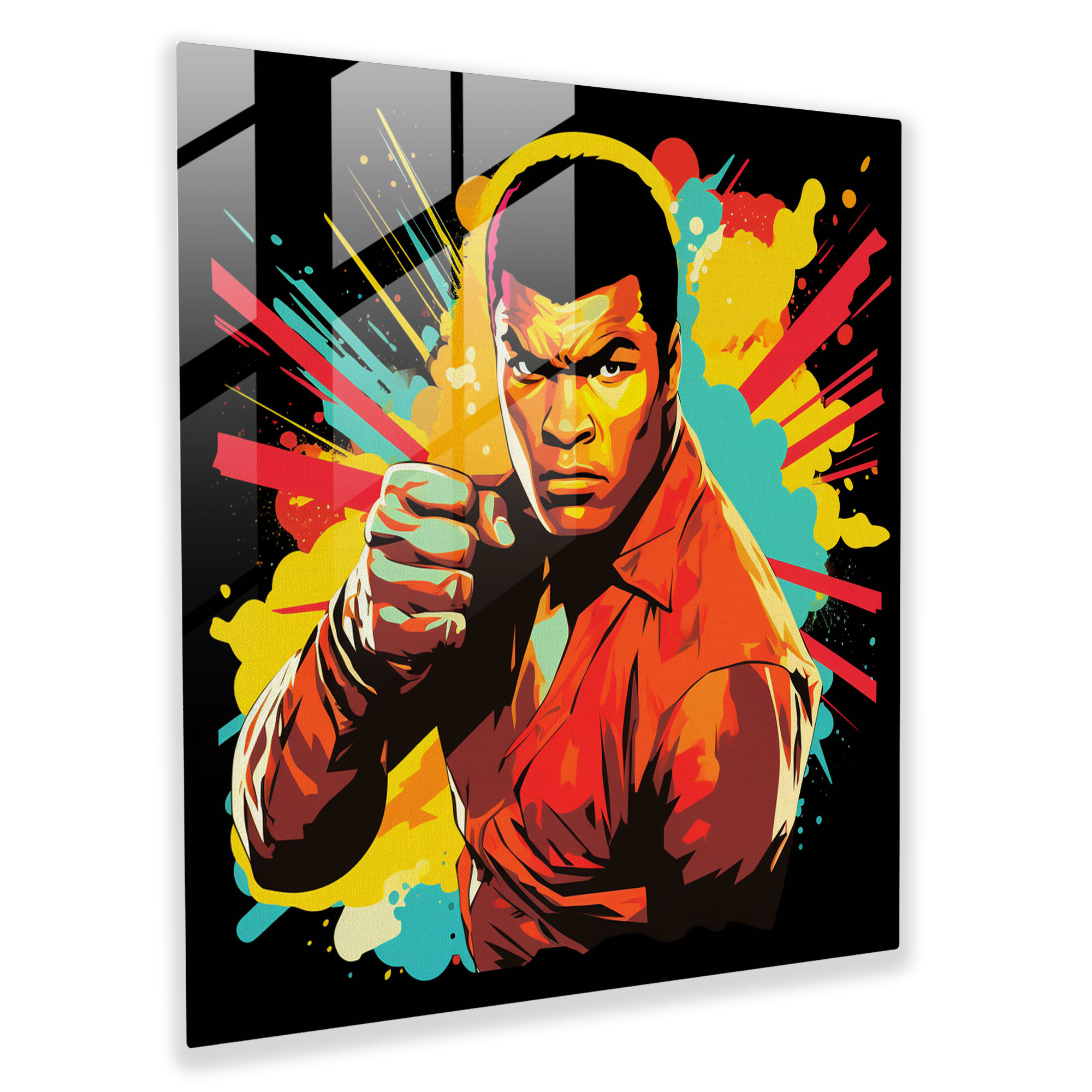 Muhammad Ali Pop Art Cam Tablo - Muhammed Ali Cam Tablo Duvar Dekorasyonu