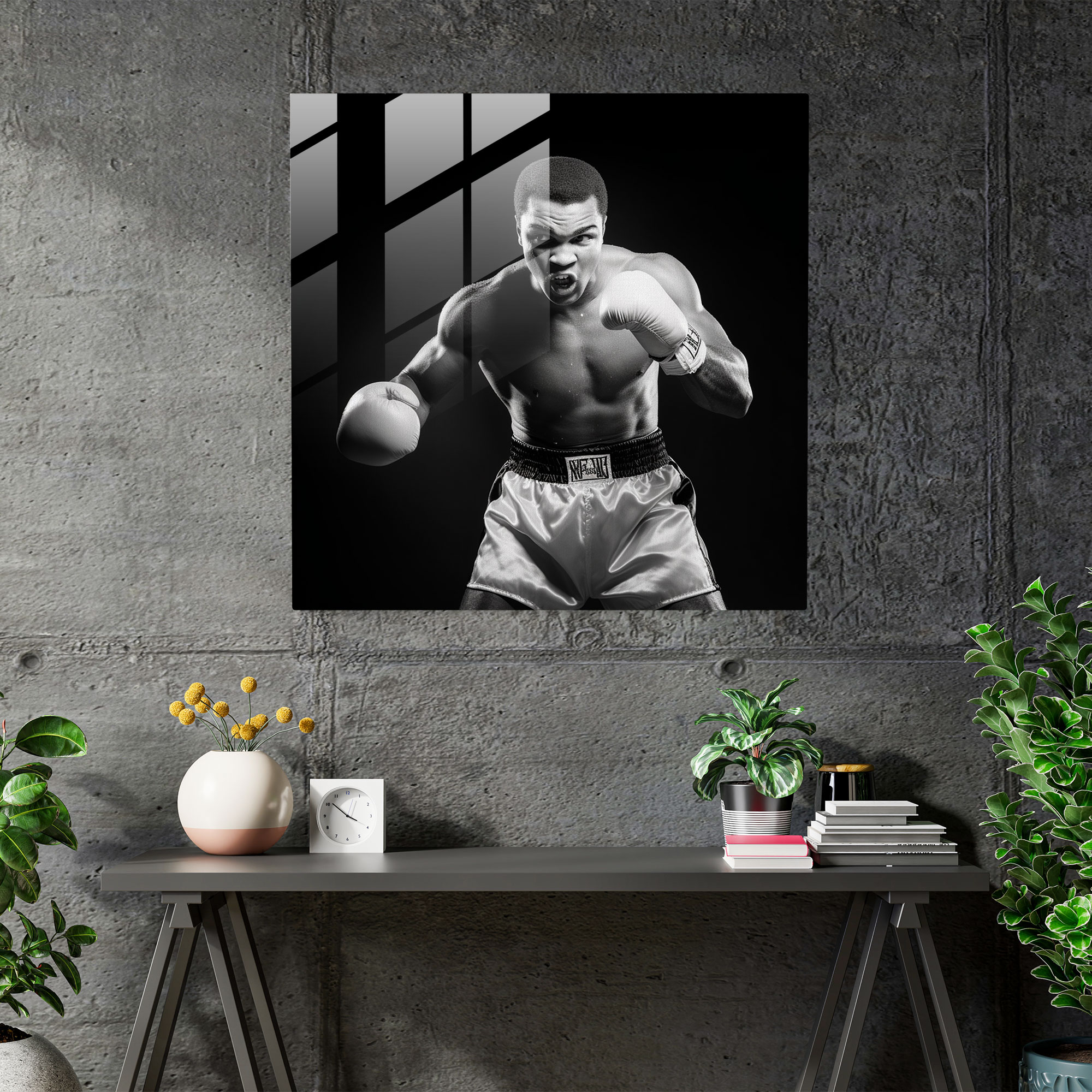 Intense Muhammad Ali Glass Print - Muhammad Ali, Glass Wall Art, Modern Art, Home Decoration