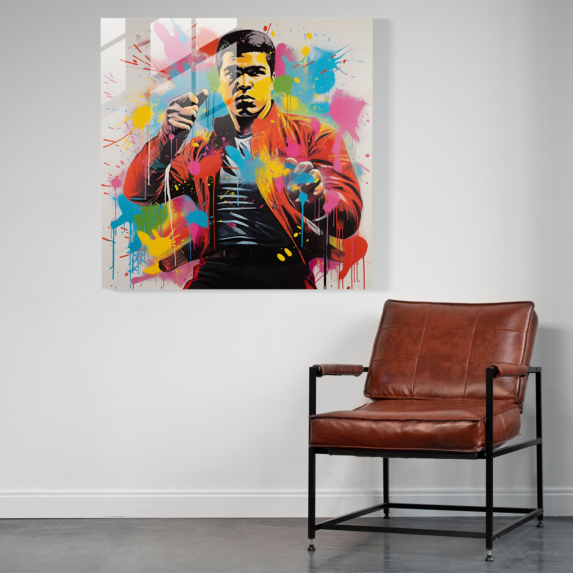 Impactful Muhammad Ali Glass Print - Muhammad Ali, Muhammad Ali, Glass Wall Art, Graffiti