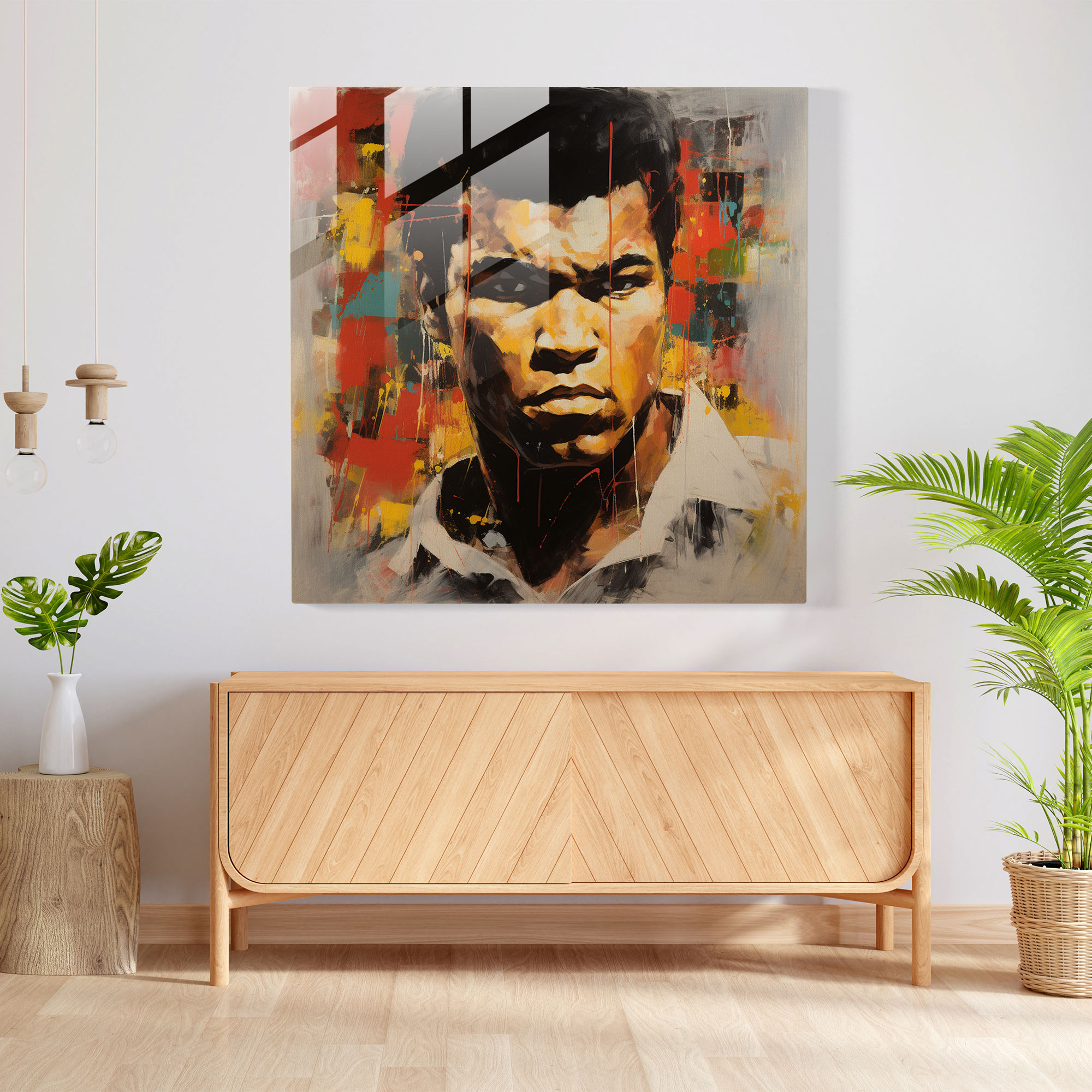 Emotional Muhammad Ali Glass Print - Muhammad Ali, Glass Art, Emotion, Modern Art