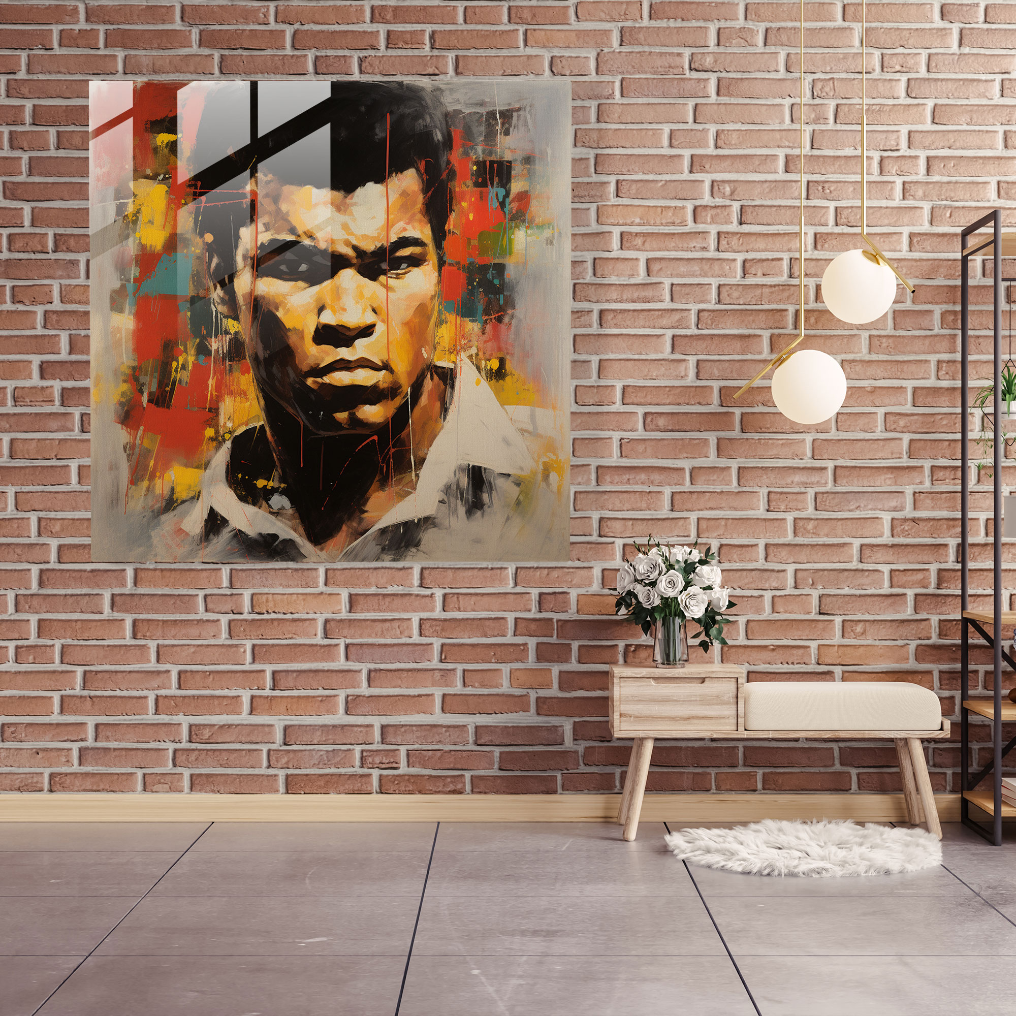 Emotional Muhammad Ali Glass Print - Muhammad Ali, Glass Art, Emotion, Modern Art