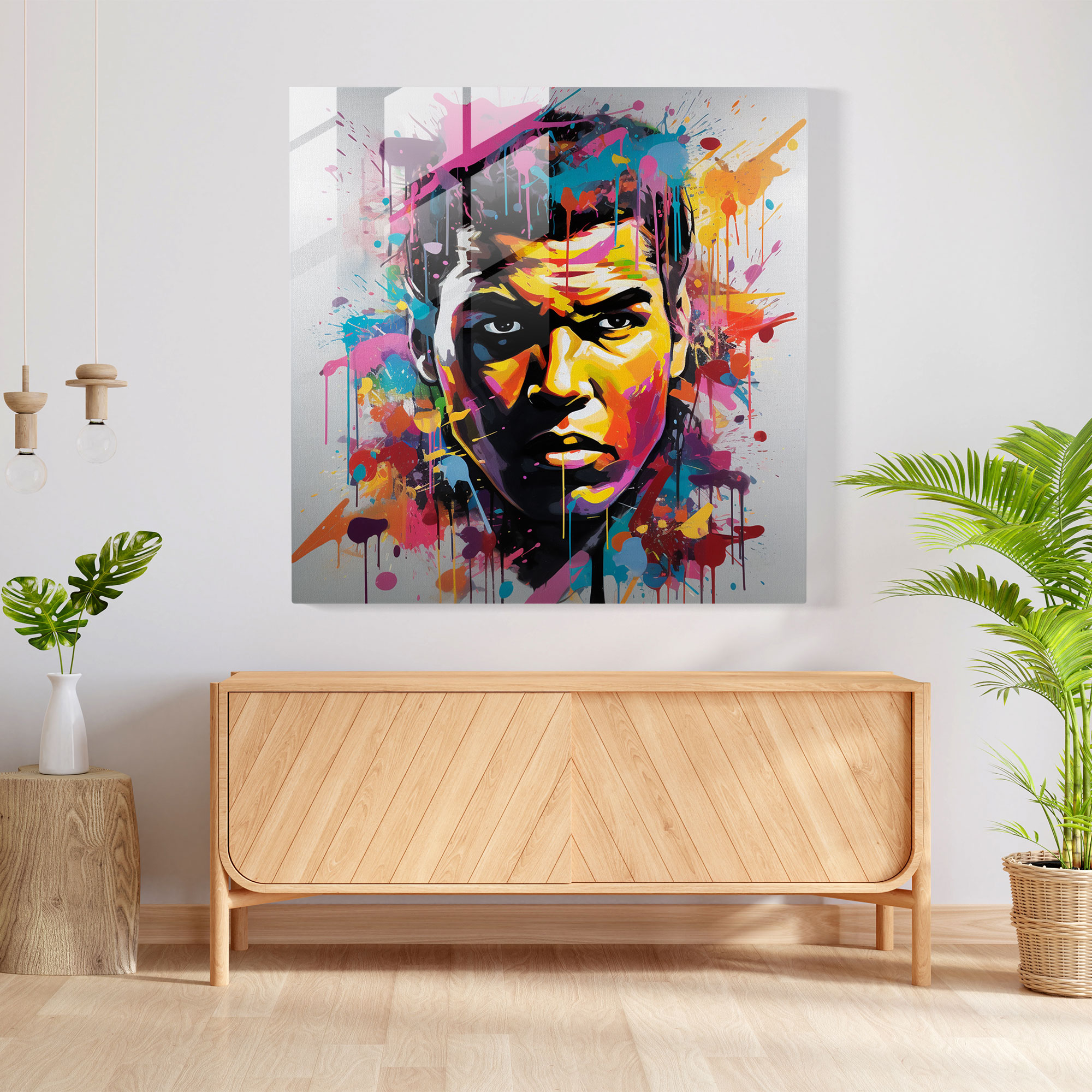 Muhammad Ali Graffiti Cam Tablo - Duvar Dekorasyonu Graffiti Esintili