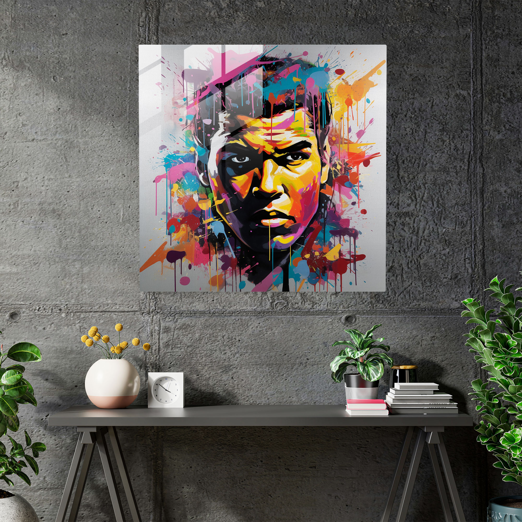 Muhammad Ali Graffiti Cam Tablo - Duvar Dekorasyonu Graffiti Esintili