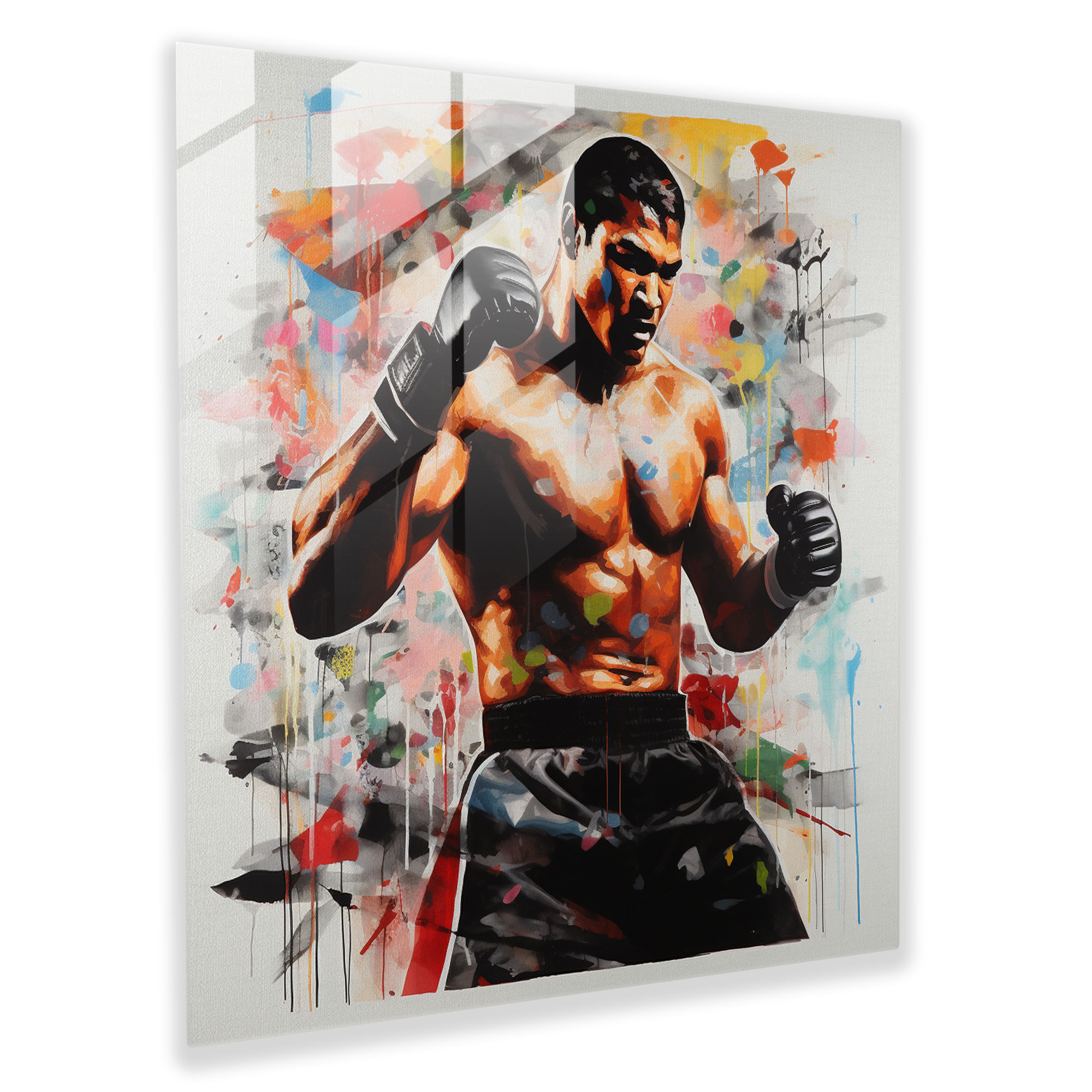 Muhammad Ali Koleksiyon Cam Tablo - Efsanevi Anlar Cam Duvar Sanatı