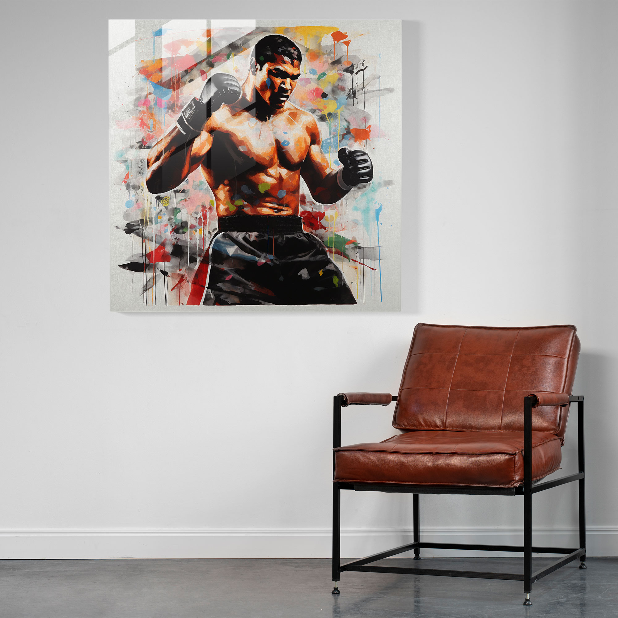Muhammad Ali Koleksiyon Cam Tablo - Efsanevi Anlar Cam Duvar Sanatı