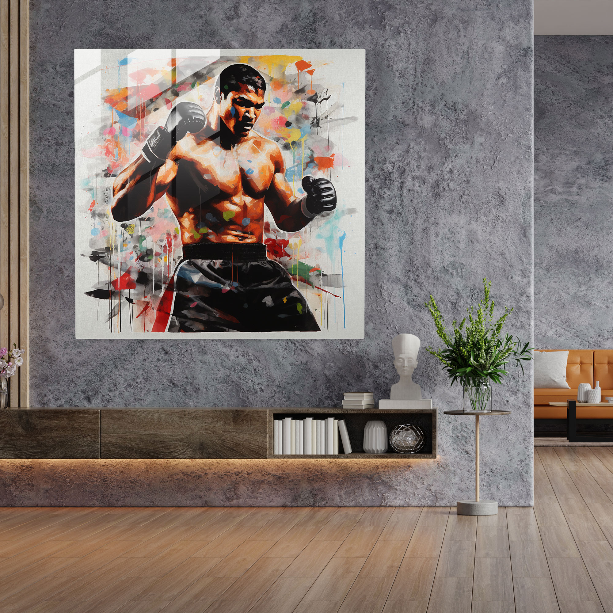 Muhammad Ali Koleksiyon Cam Tablo - Efsanevi Anlar Cam Duvar Sanatı