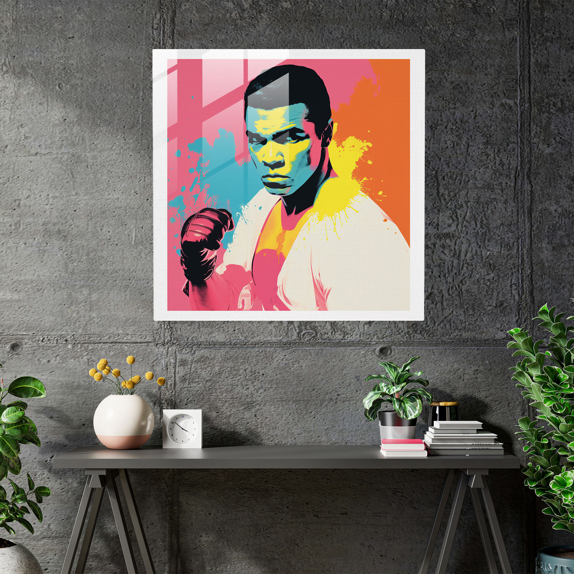 Muhammad Ali Minimalist Cam Tablo - Ev Dekorasyonu Modern Sanat