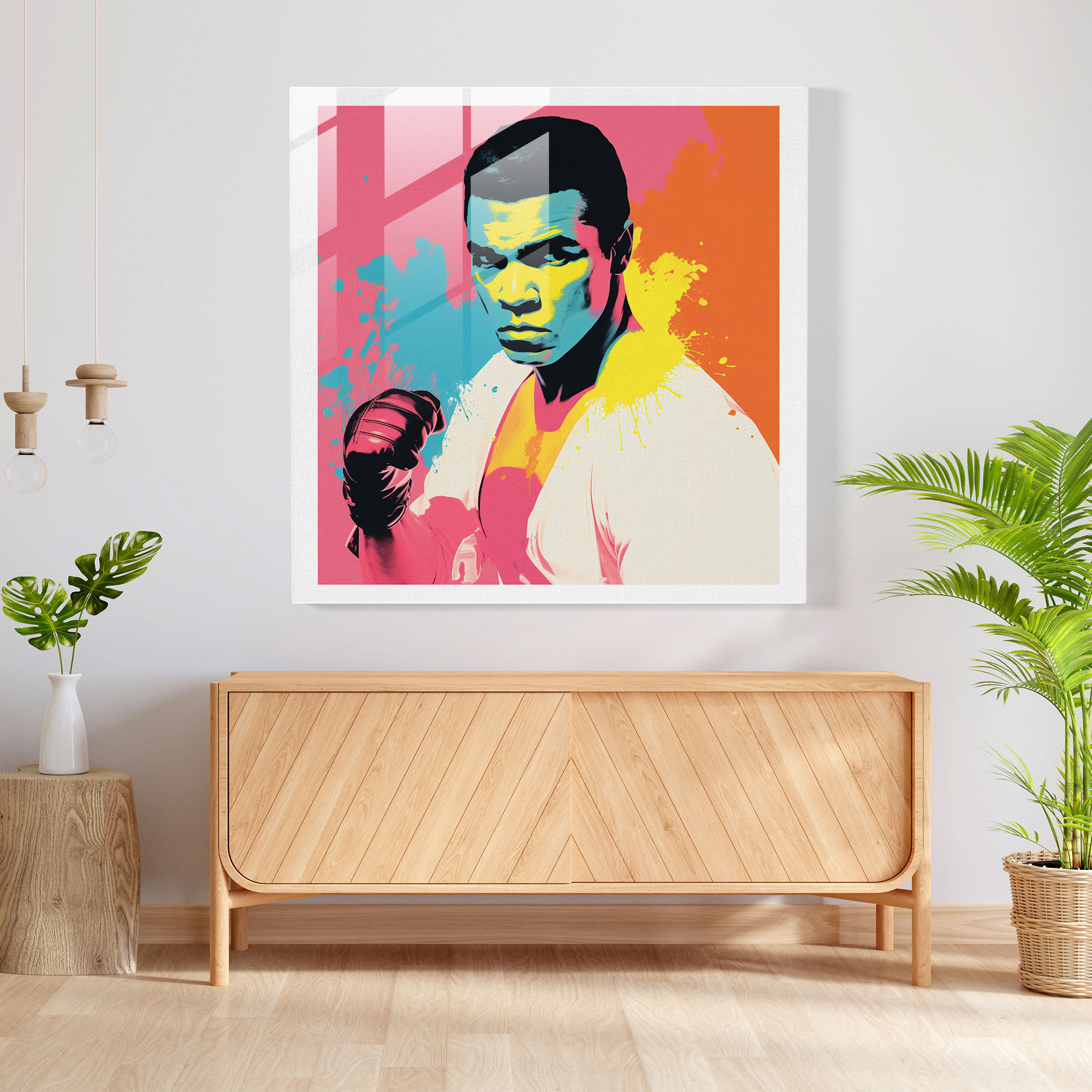Muhammad Ali Minimalist Cam Tablo - Ev Dekorasyonu Modern Sanat
