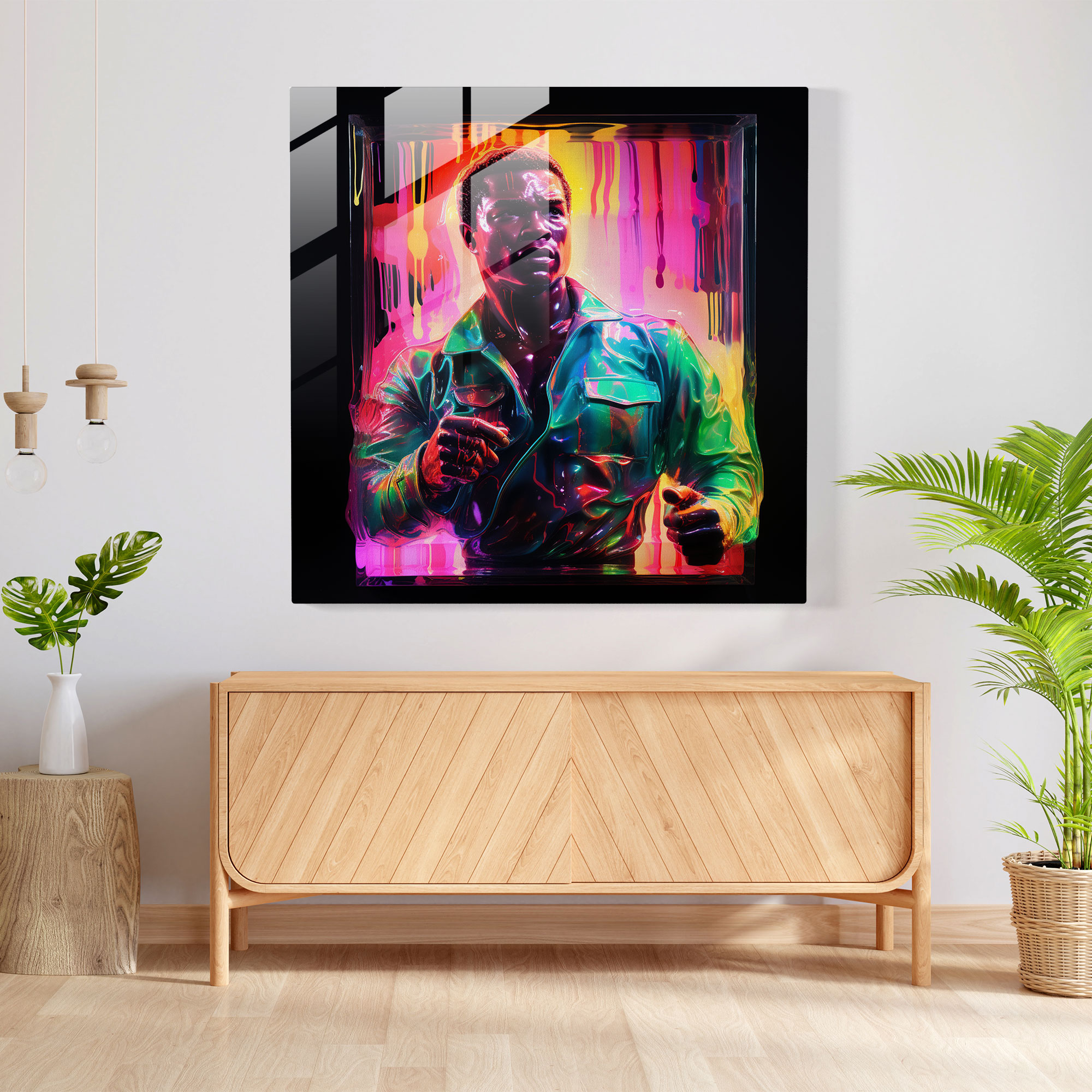 Muhammad Ali Neon Glass Art - Muhammad Ali, Muhammad Ali, Wall Decoration, Glass Wall Art